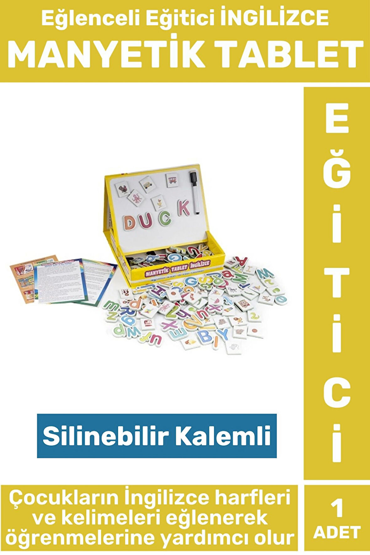 El-Göz Koordinasyonu Harf Kelime Dil Öğretici Silinebilir Yazı Kalemli MANYETİK TABLET İNGİLİZCE