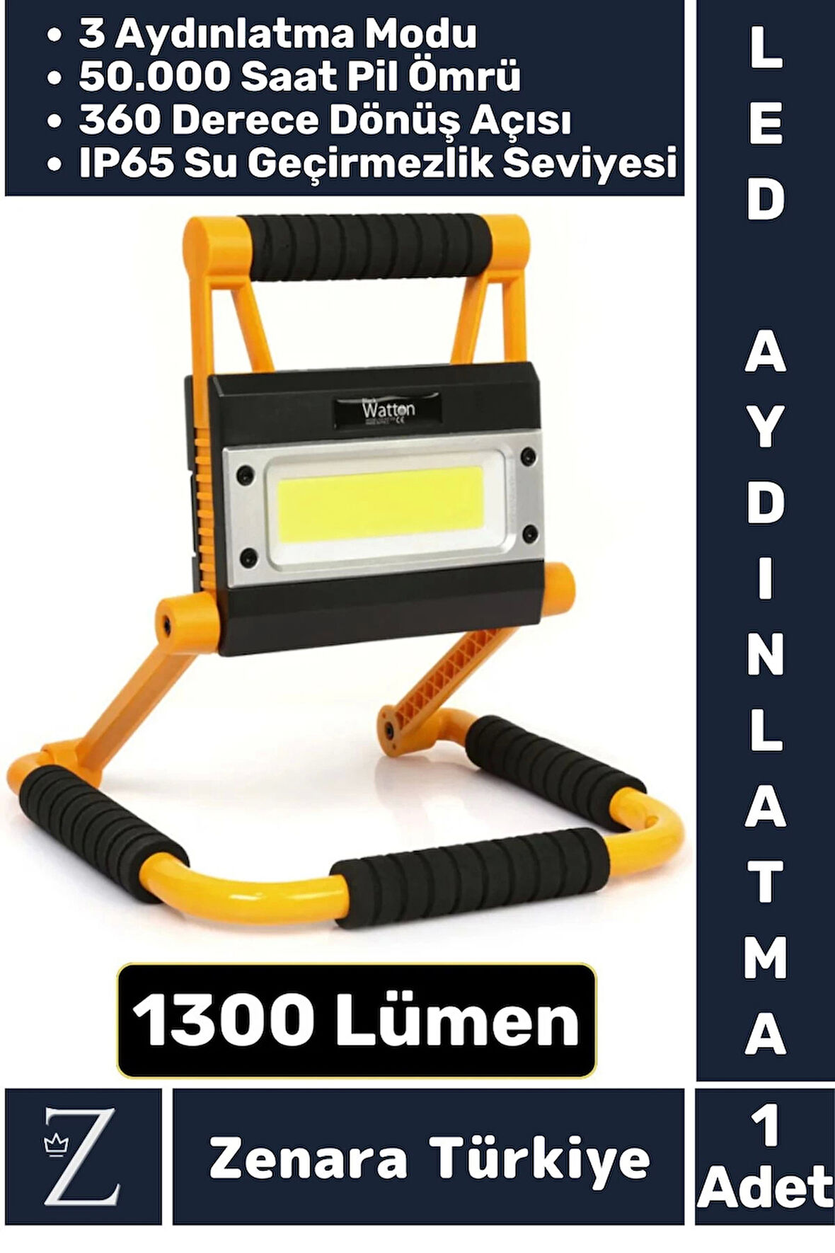 Premium Uzun Ömürlü Kamp Avcı Deprem 3 Modlu 360 Derece Döner Şarjlı 1300 Lümen LED AYDINLATMA