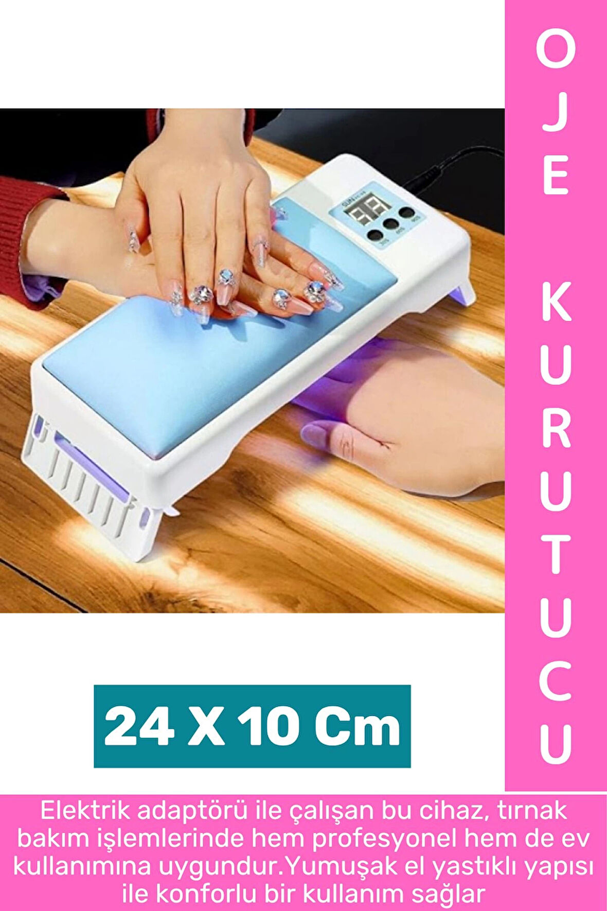 Konforlu Profesyonel Ev Kullanım Hızlı Etki Dijital Ekran 3 Zaman Ayarlı El Yastıklı UV Oje Kurutucu