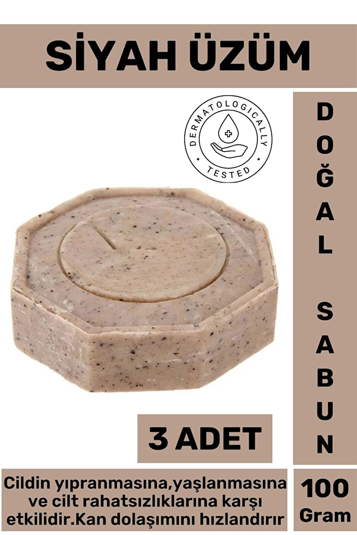 Özel Üretim Doğal Güzel Kokulu Yenileyici Cilt Onarıcı Yaşlanma Karşıtı Siyah Üzüm Sabunu 3 Adet