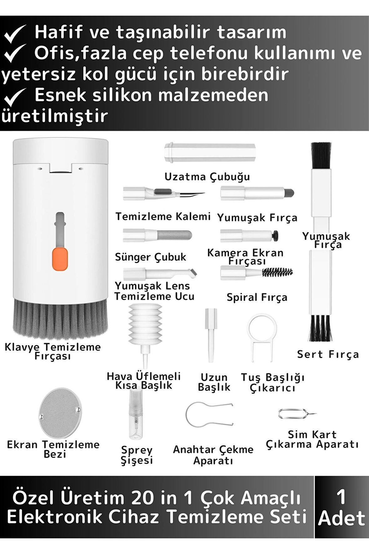Özel Gelişmiş Tasarım Kulaklık Bilgisayar Telefon Tablet Kamera Elektronik Temizleme Kiti 20 in 1