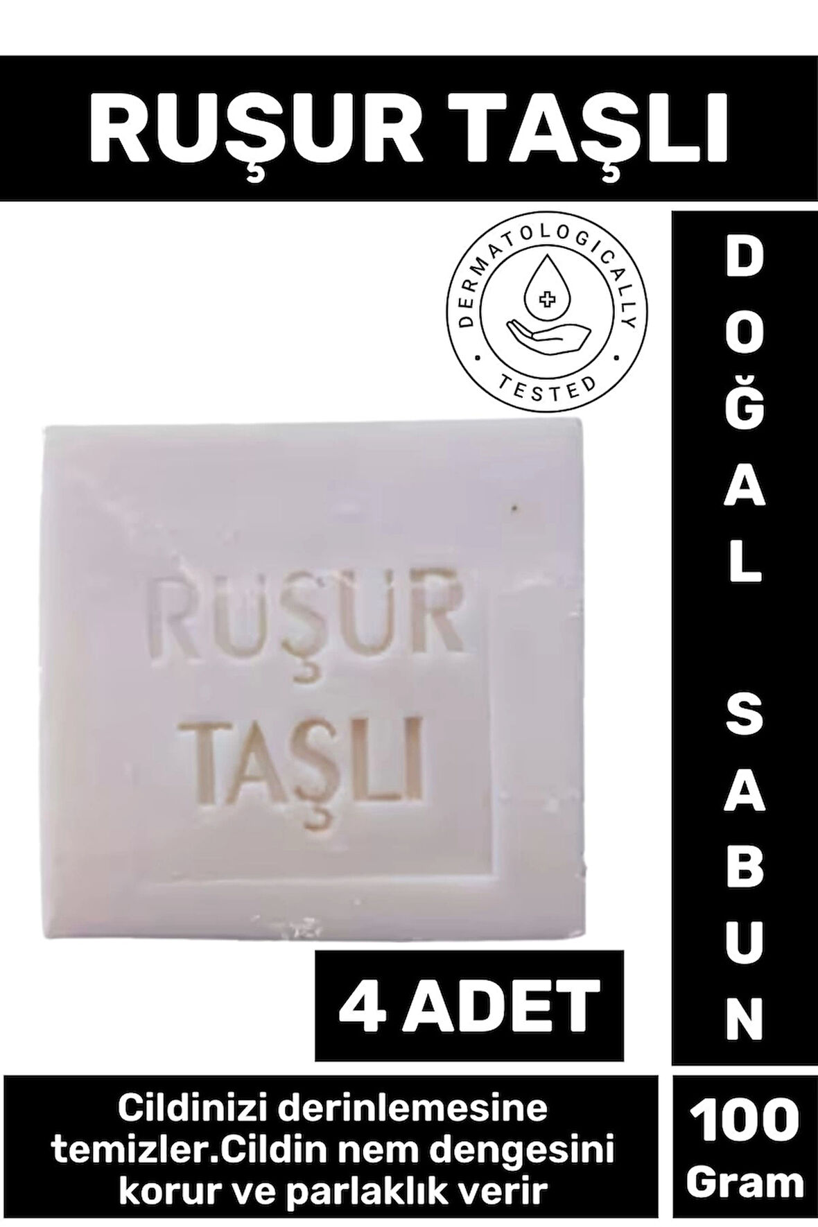 Özel Üretim Doğal Cilt Temizleyici Nem Dengeleyici Parlaklık Veren Ruşur Taşı Sabunu 4 Adet