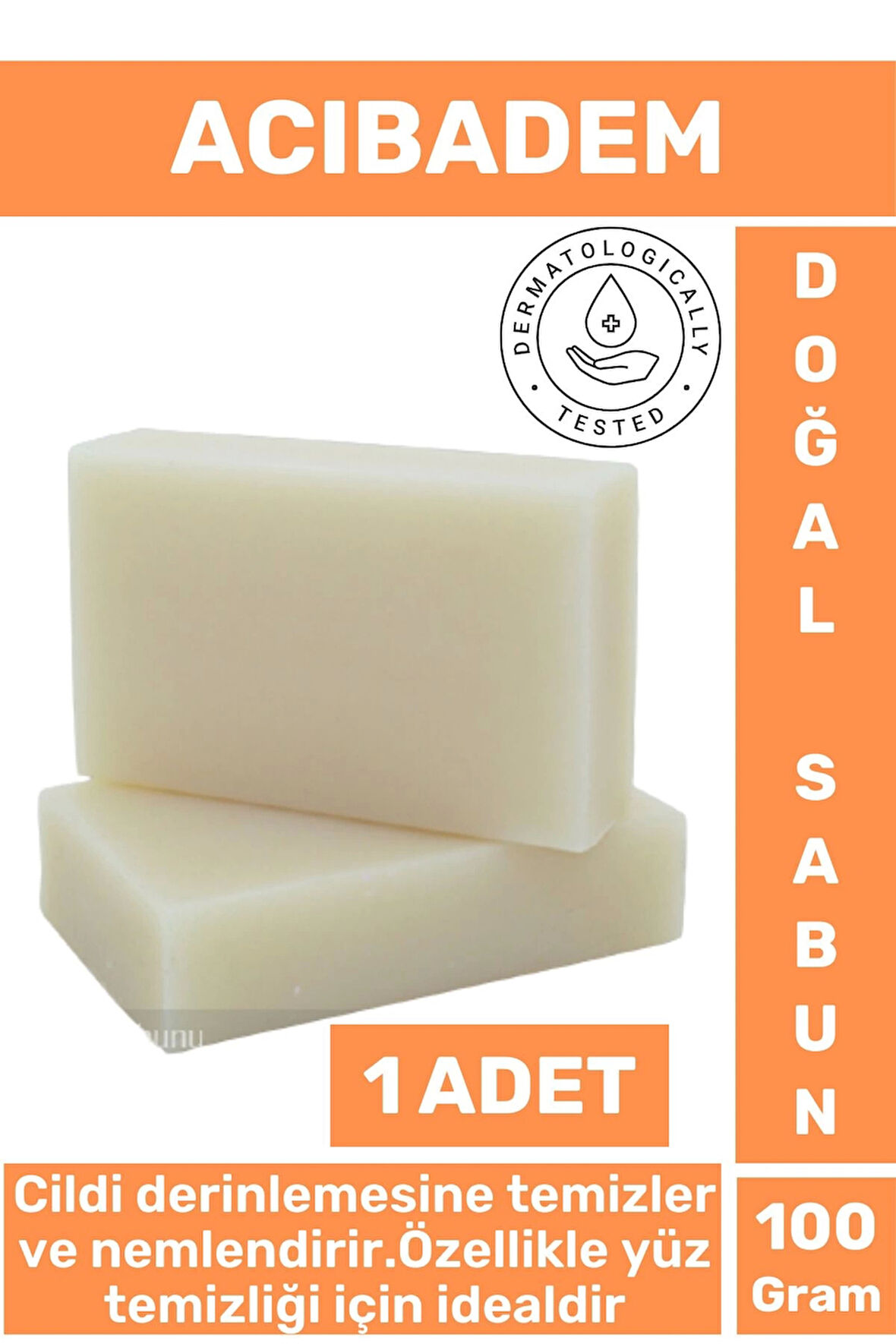 Doğal Güzel Kokulu Derinlemesine Cilt Yüz Temizleyici Nemlendirici Organik Acıbadem Sabunu 1 Adet