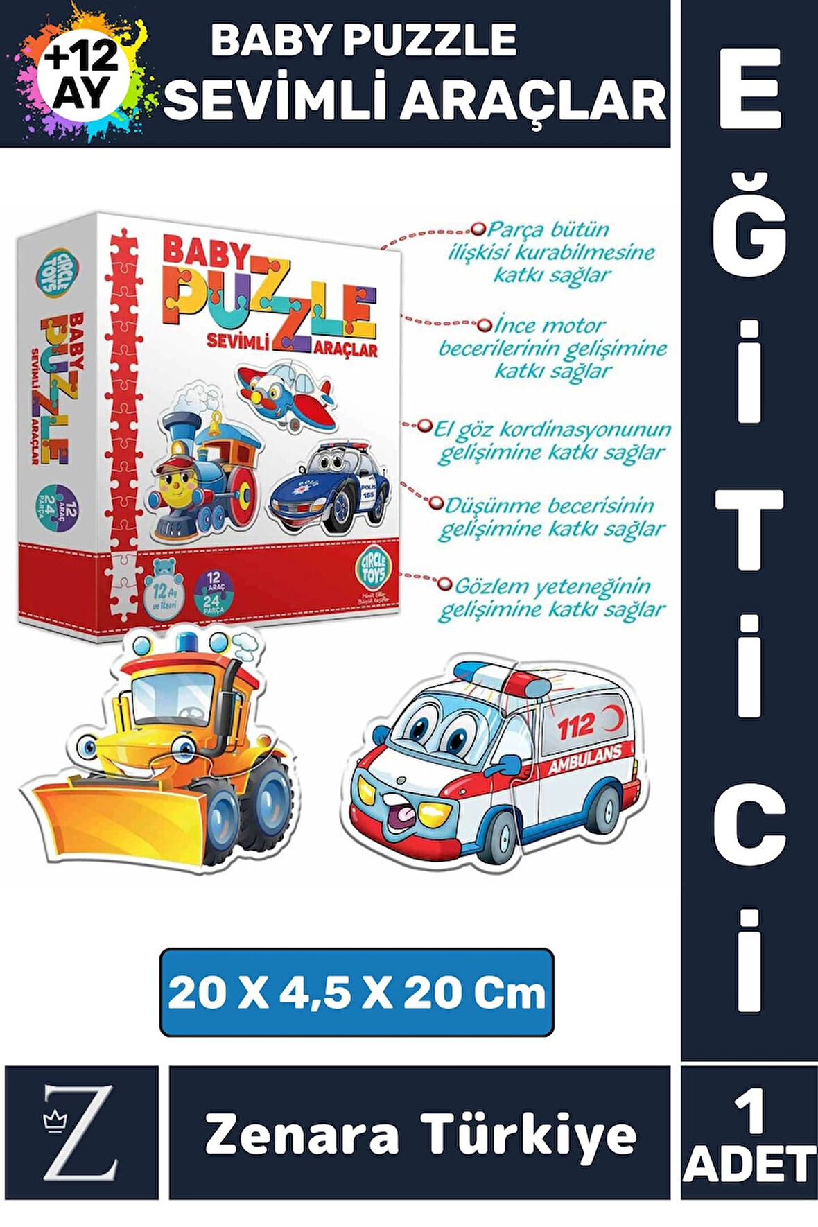 Bebek Gelişim Görsel Algı Düşünme Beceri Gelişimi Eğitici BABY PUZZLE-SEVİMLİ ARAÇLAR