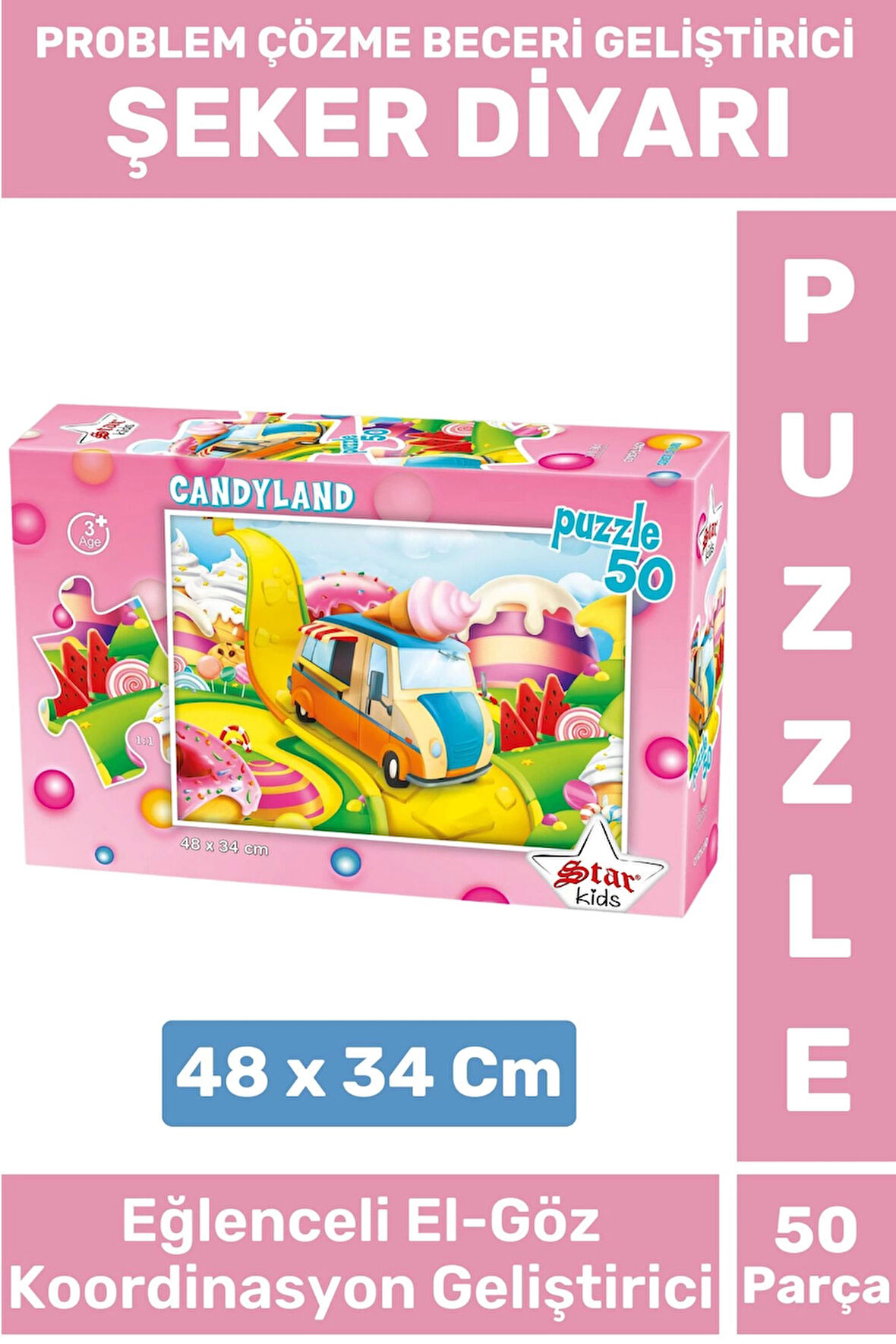 Premium Eğlenceli El Göz Koordinasyon Problem Çözme Beceri Geliştirici Çocuk PUZZLE ŞEKER DİYARI