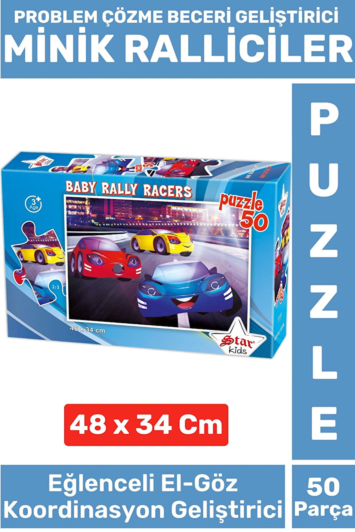 Premium Eğlenceli El Göz Koordinasyon Problem Çözme Beceri Geliştirici Çocuk PUZZLE MİNİK RALLİCİLER