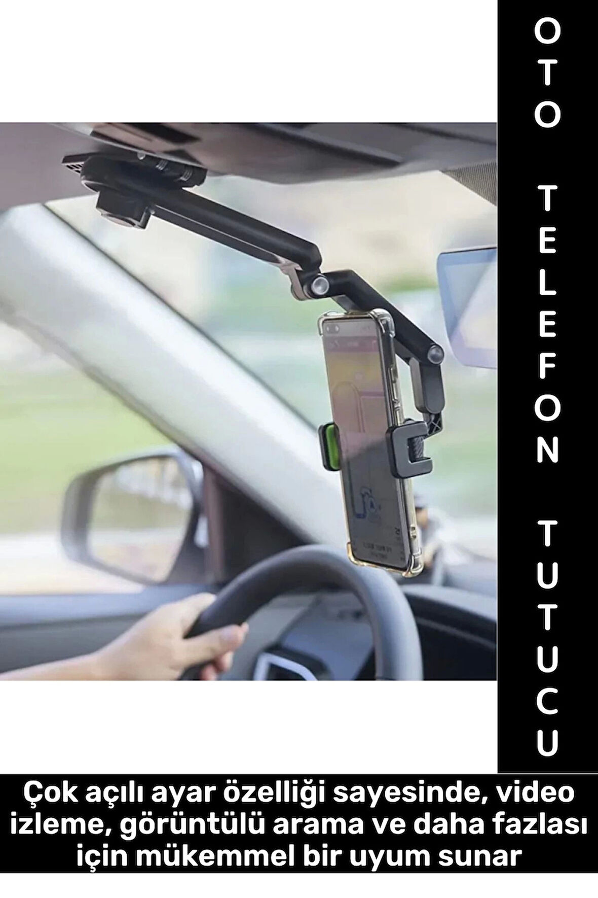 Kompakt Dayanıklı Dik Yatay Kullanım 1080 Derece Ayarlanabilir Çok Açılı Araç İçi Telefon Tutucu