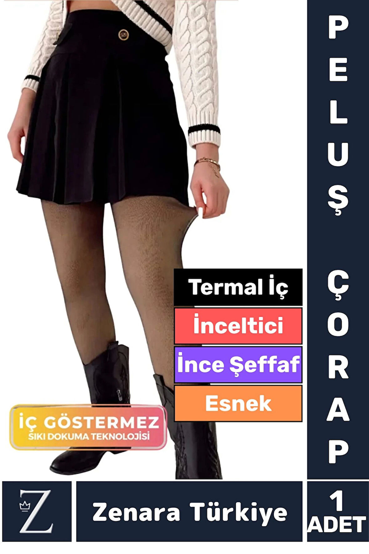 Toparlayıcı Korse Etkili Dayanıklı Esnek Sıcak Tutan Termal Peluş İçli Ten Görünümlü Tayt Çorap