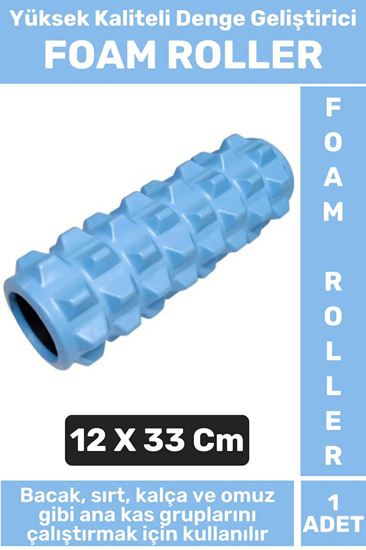 Premium Fitness Aerobik Denge Stabilite Kas Esnekliği Geliştirici Kadın Erkek Foam Roller 33 Cm