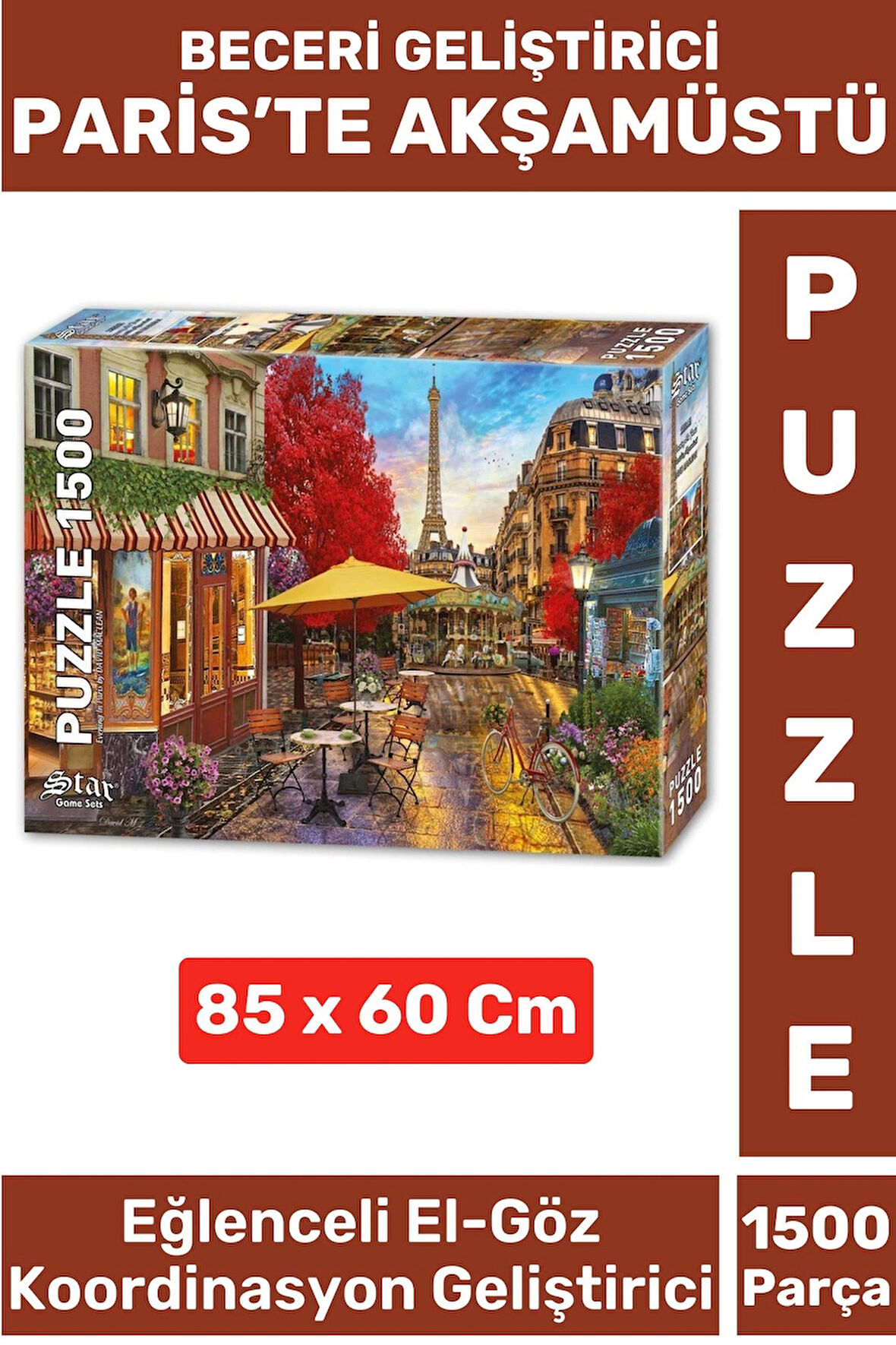 Premium Eğlenceli El Göz Koordinasyon Hafıza Beceri Geliştirici 1500 Parça PUZZLE PARİS'TE AKŞAMÜSTÜ