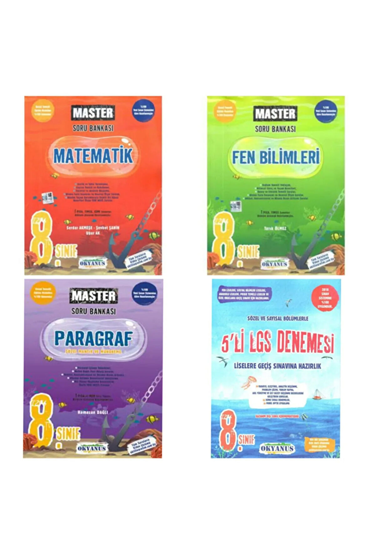 8. Sınıf Okyanus Master Matematik, Fen Bilimleri, Paragraf Soru + 5 Li Deneme