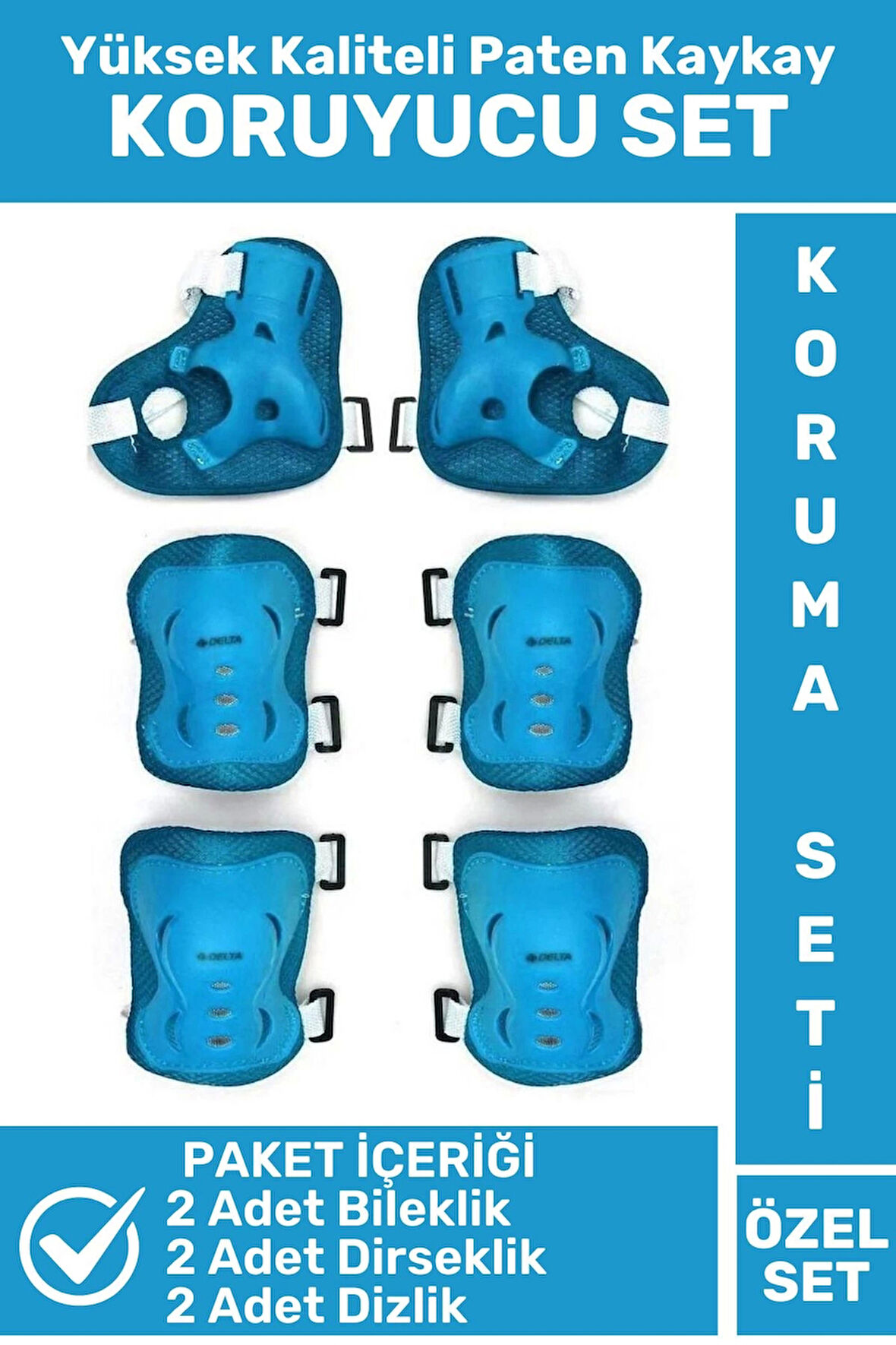 Premium Yüksek Kaliteli Bileklik Dirseklik Dizlik 6 Parça Paten Kaykay Koruyucu Set