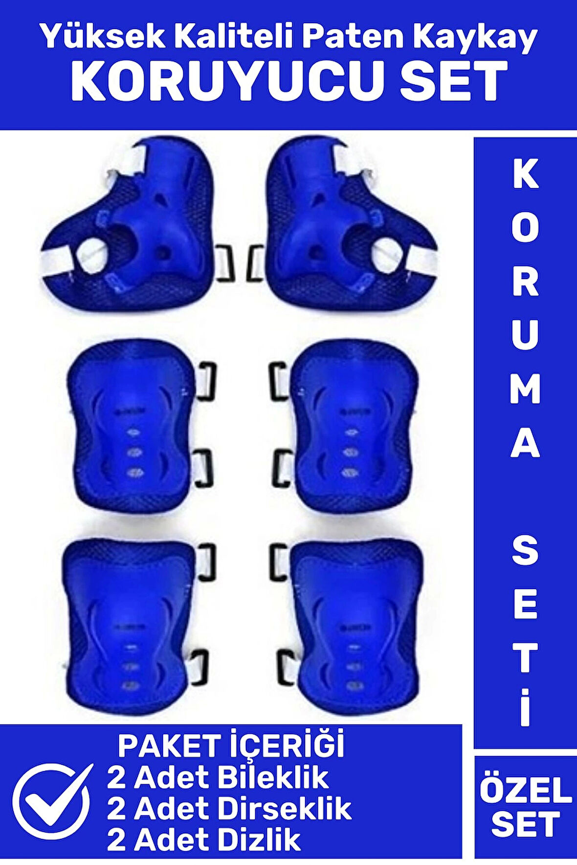 Premium Yüksek Kaliteli Bileklik Dirseklik Dizlik 6 Parça Paten Kaykay Koruyucu Set