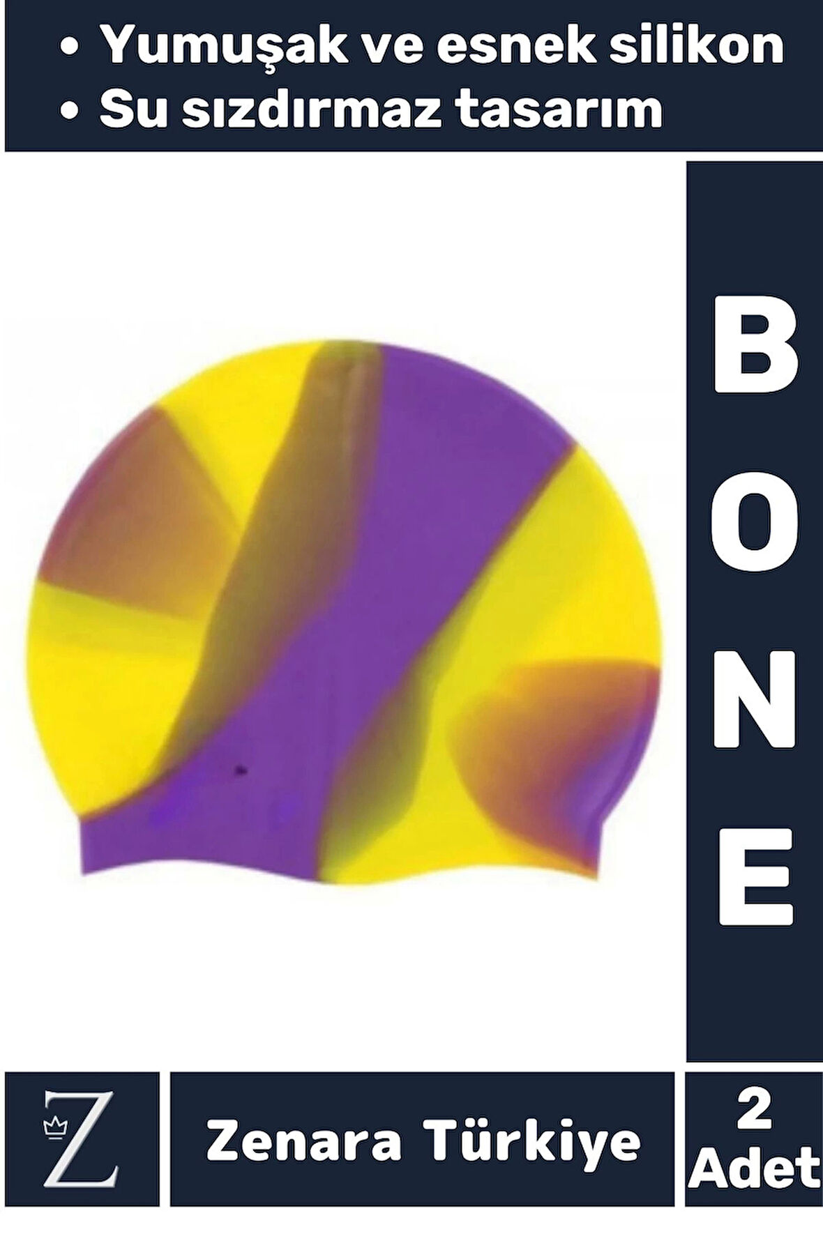 Premium Su Geçirmez Elastik Yumuşak Yüzücü Havuz Deniz Yüzme Şapkası Esnek Silikon Bone 2'Li SET