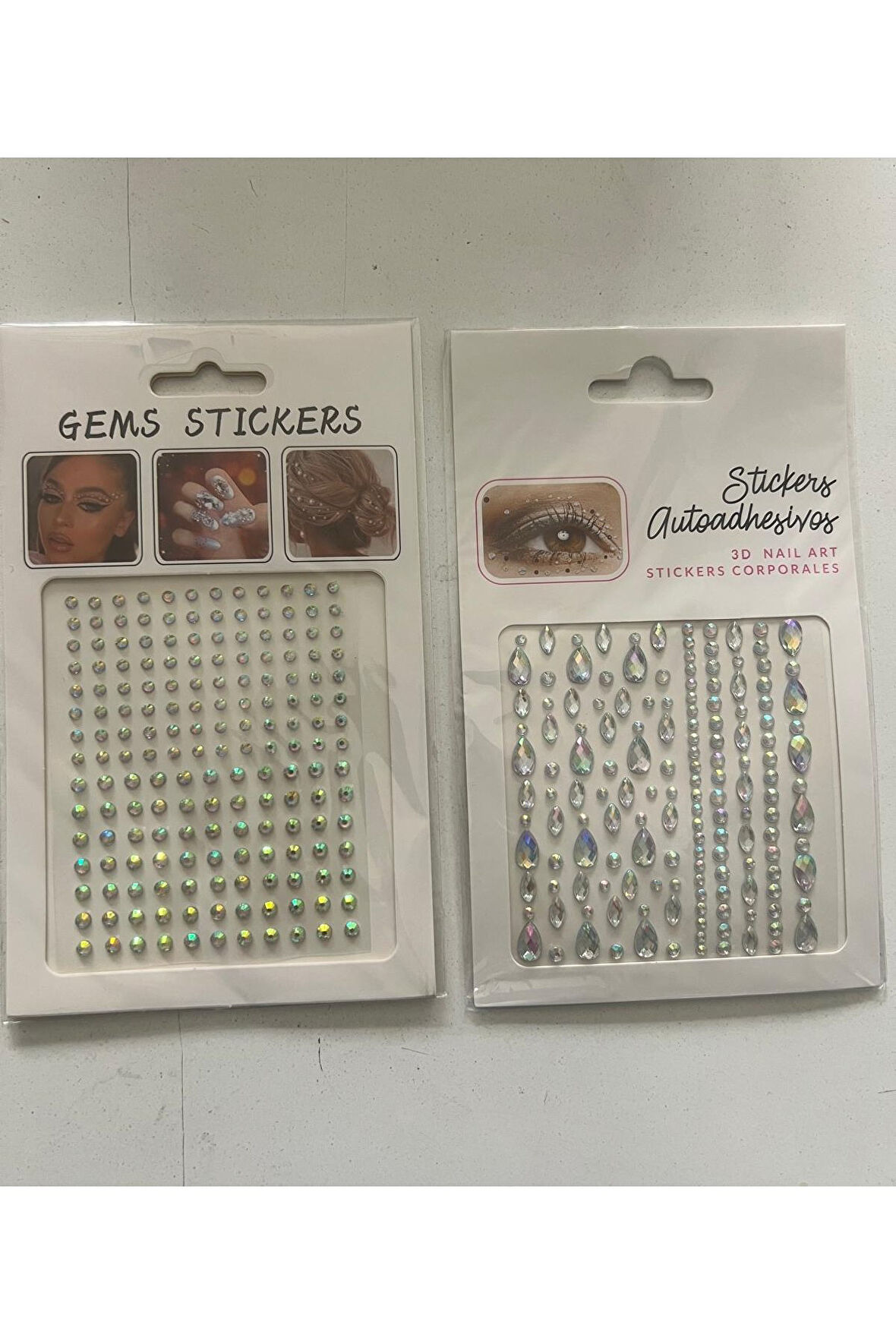 2 Kartela Birden Face Gems Yapışkanlı Yüz Taşı Seti 