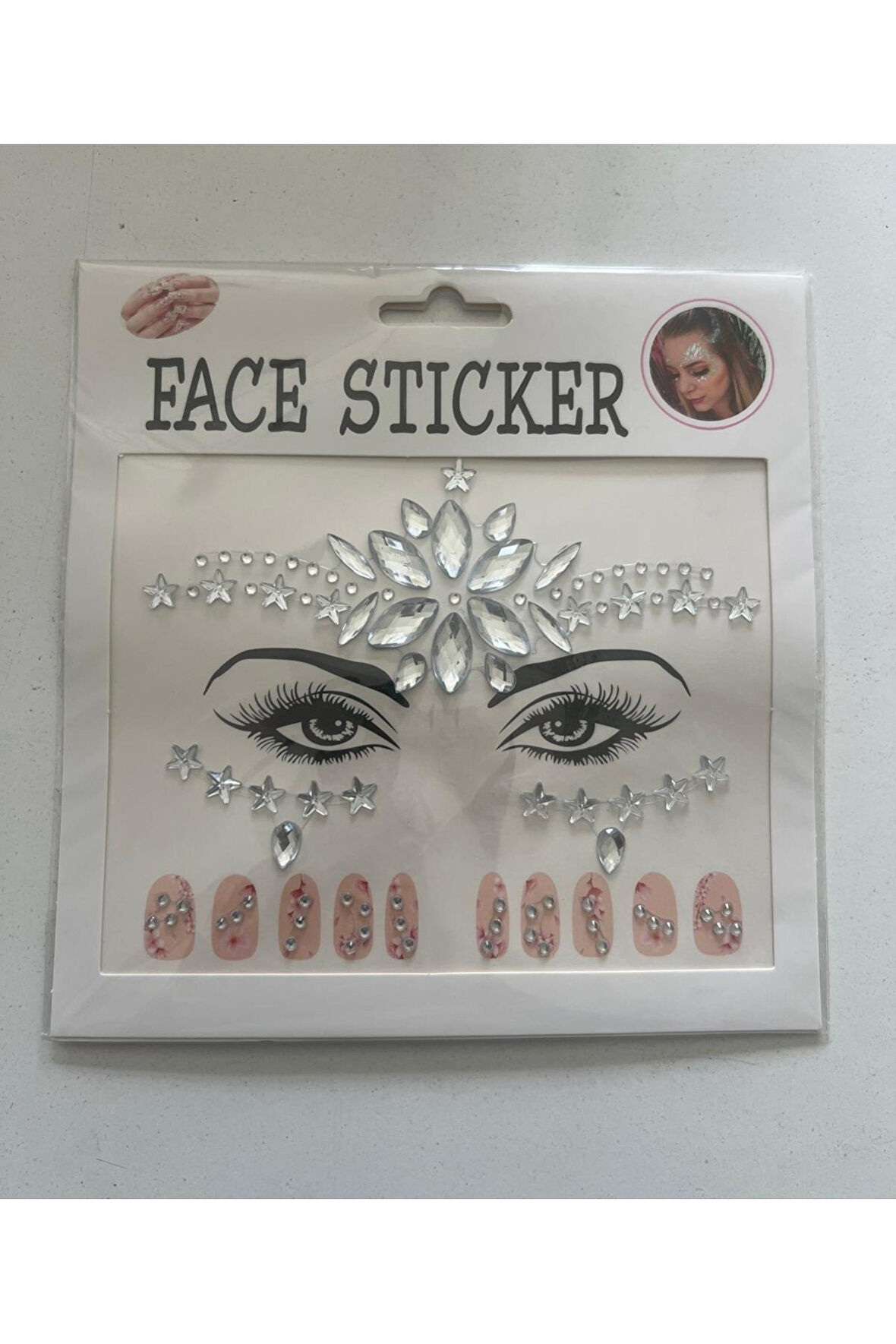 Face Sticker Yapışkanlı Yüz Taşı ve Tırnak Süsleme Taşları 