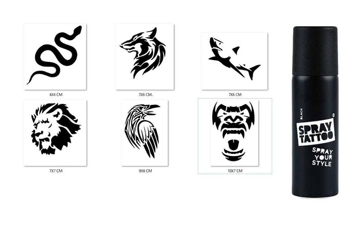 Yılan Katal Spray Tattoo Geçici Siyah Sprey Dövme Seti 