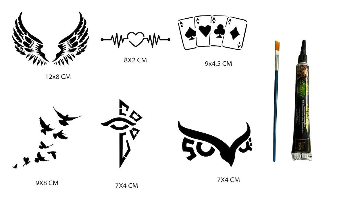 Tribal Kanat Şansı Hint Kınasıyla Geçici Dövme Seti