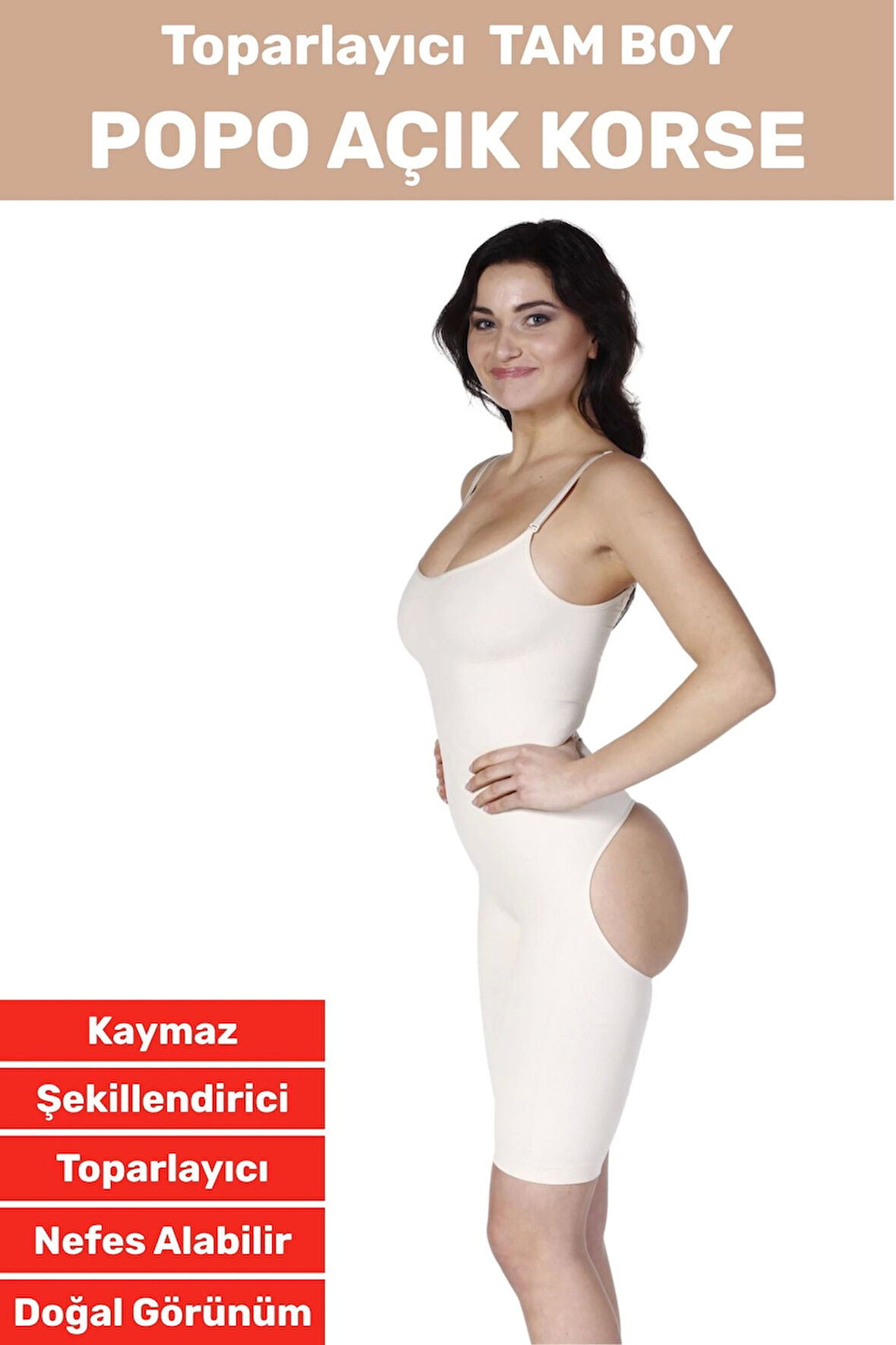 Özel Üretim İz İç Göstermez Kaymaz Sıkılaştırıcı Toparlayıcı Popo Açık Tam Boy Korse