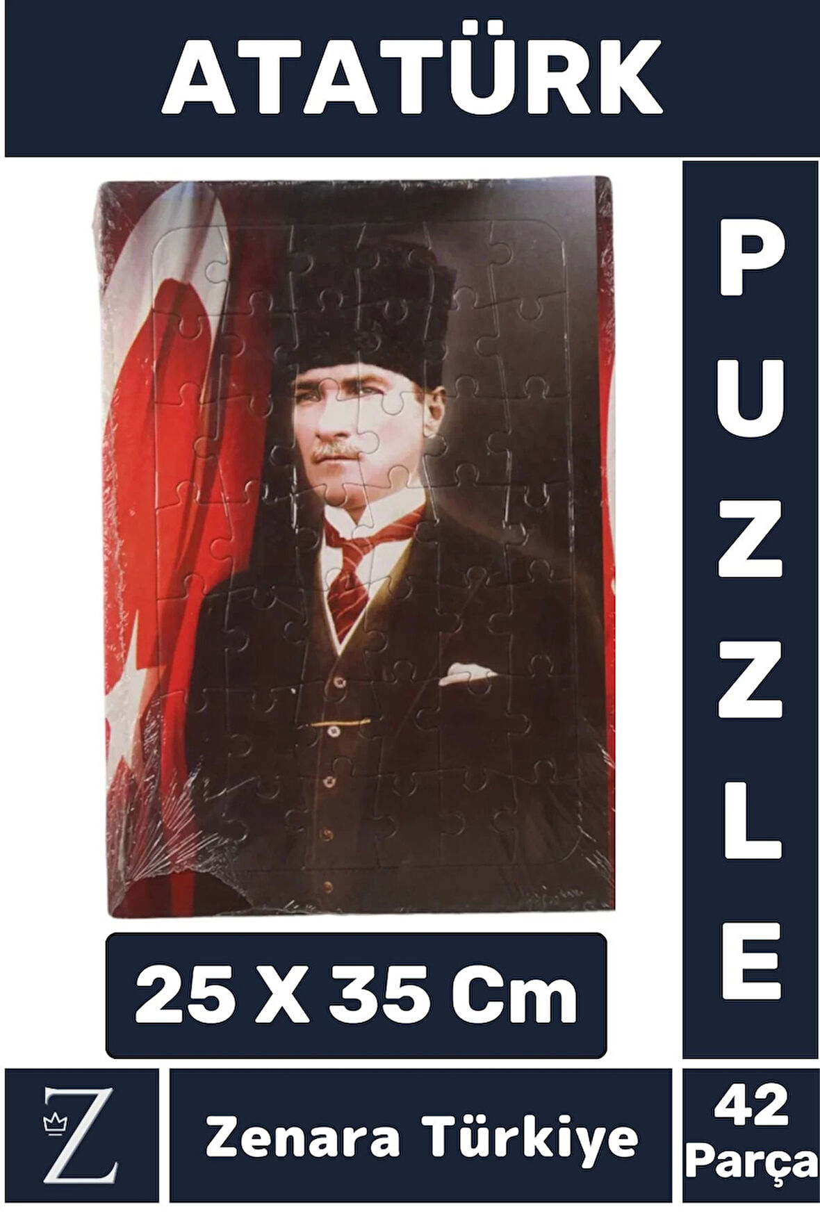 Premium Eğlenceli Eğitici Görsel Algı Motor Becerisi Geliştiren Çocuk PUZZLE 42 Parça ATATÜRK