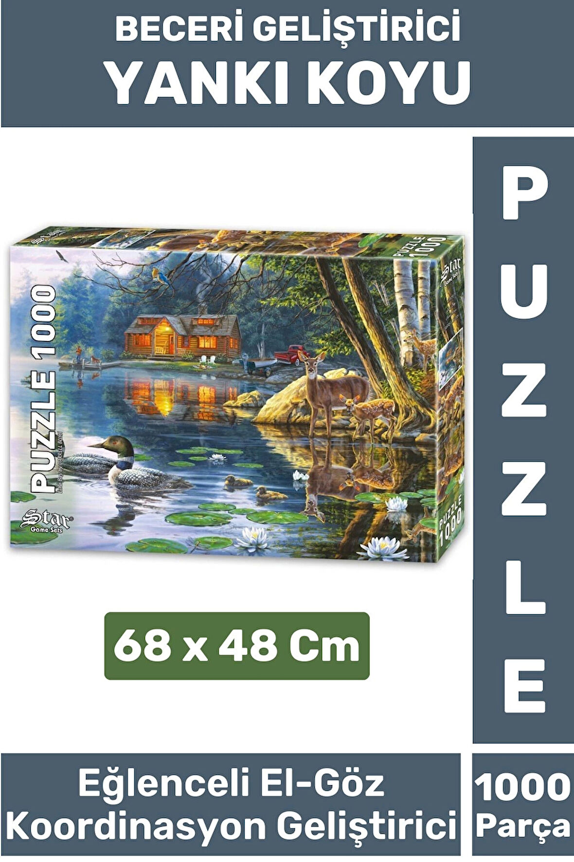 Premium Eğlenceli El Göz Koordinasyon Beceri Görsel Algı Geliştirici Çocuk 1000 Pr PUZZLE YANKI KOYU