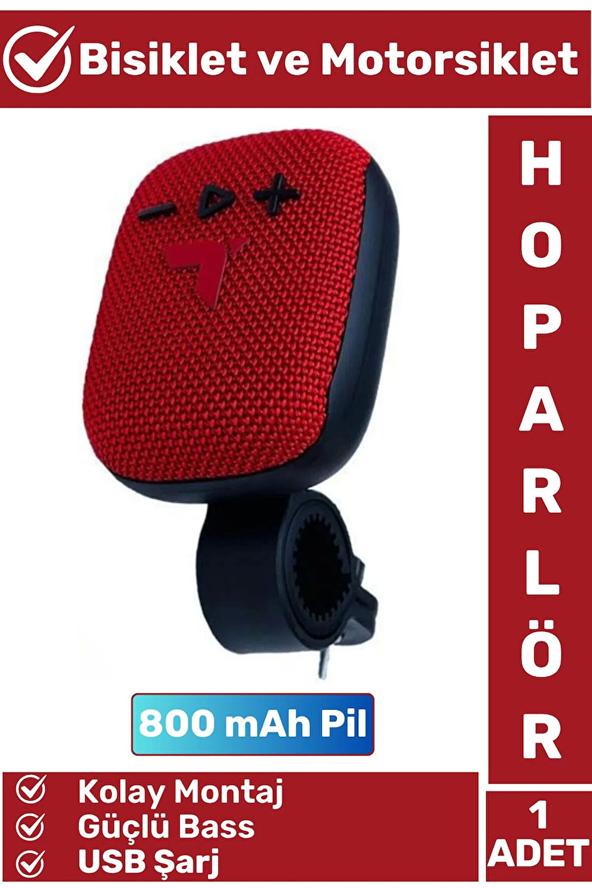 Premium Kompakt Kolay Montaj Güçlü Bass USB Şarjlı Bluetoothlu Motorsiklet Bisiklet Hoparlörü