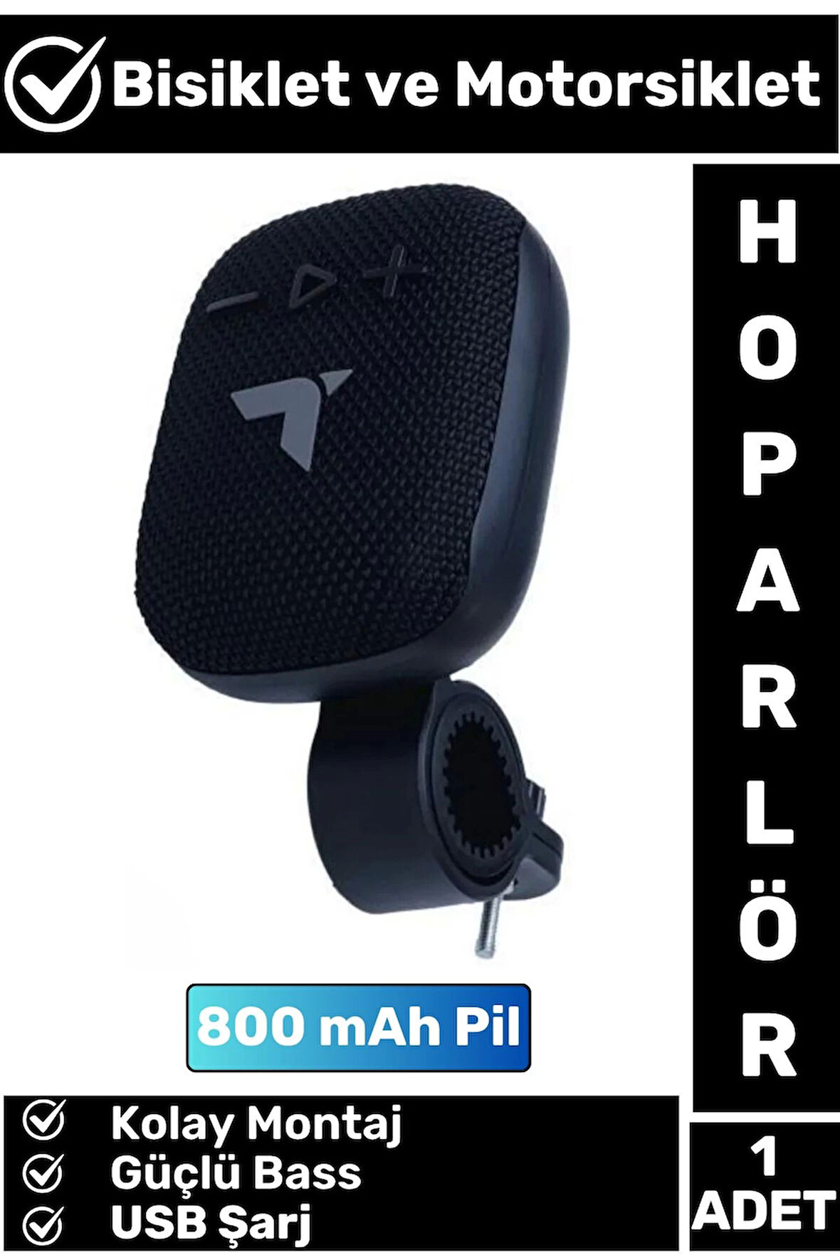 Premium Kompakt Kolay Montaj Güçlü Bass USB Şarjlı Bluetoothlu Motorsiklet Bisiklet Hoparlörü