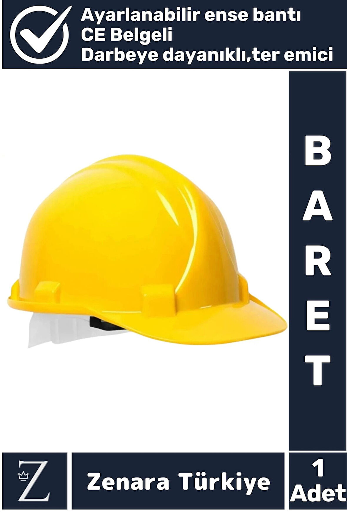 Premium CE Belgeli Ayarlanabilir Ense Bantlı Dayanıklı İnşaat İş Güvenliği Emniyet Bareti Sarı