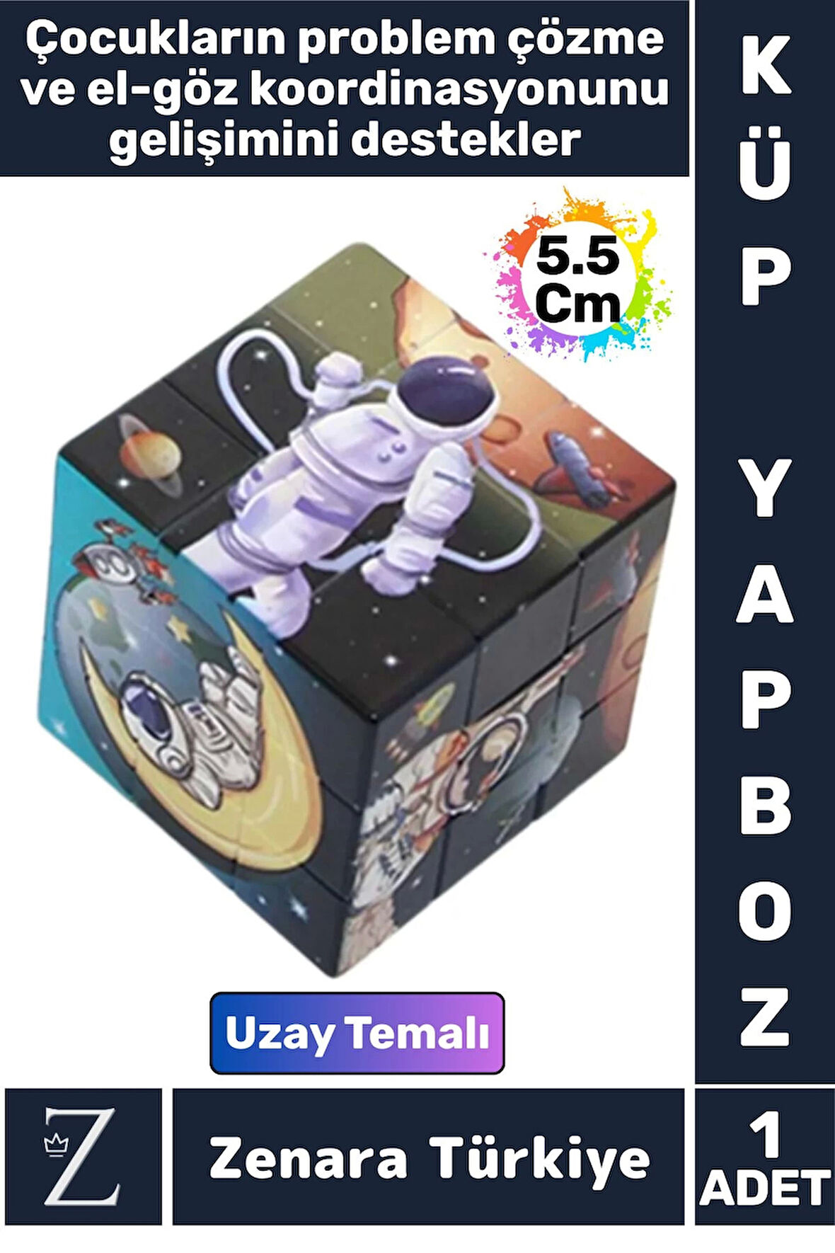 Eğitici Problem Çözme El Göz Koordinasyonu Geliştirici Eğlenceli Uzay Temalı Çocuk KÜP YAPBOZ