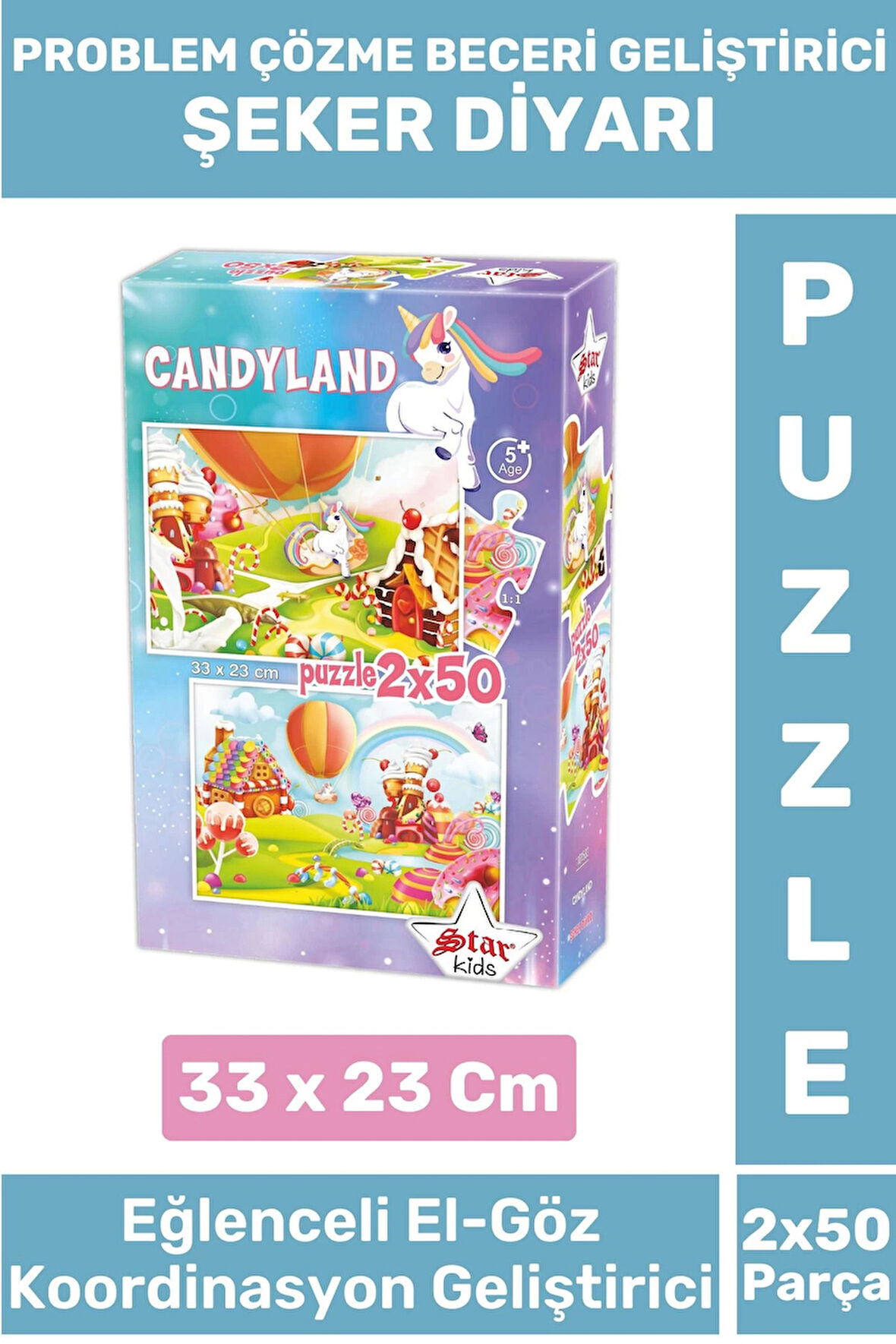 Premium Seri Eğlenceli El Göz Koordinasyon Beceri Geliştirici Çocuk 2X50 Parça PUZZLE ŞEKER DİYARI
