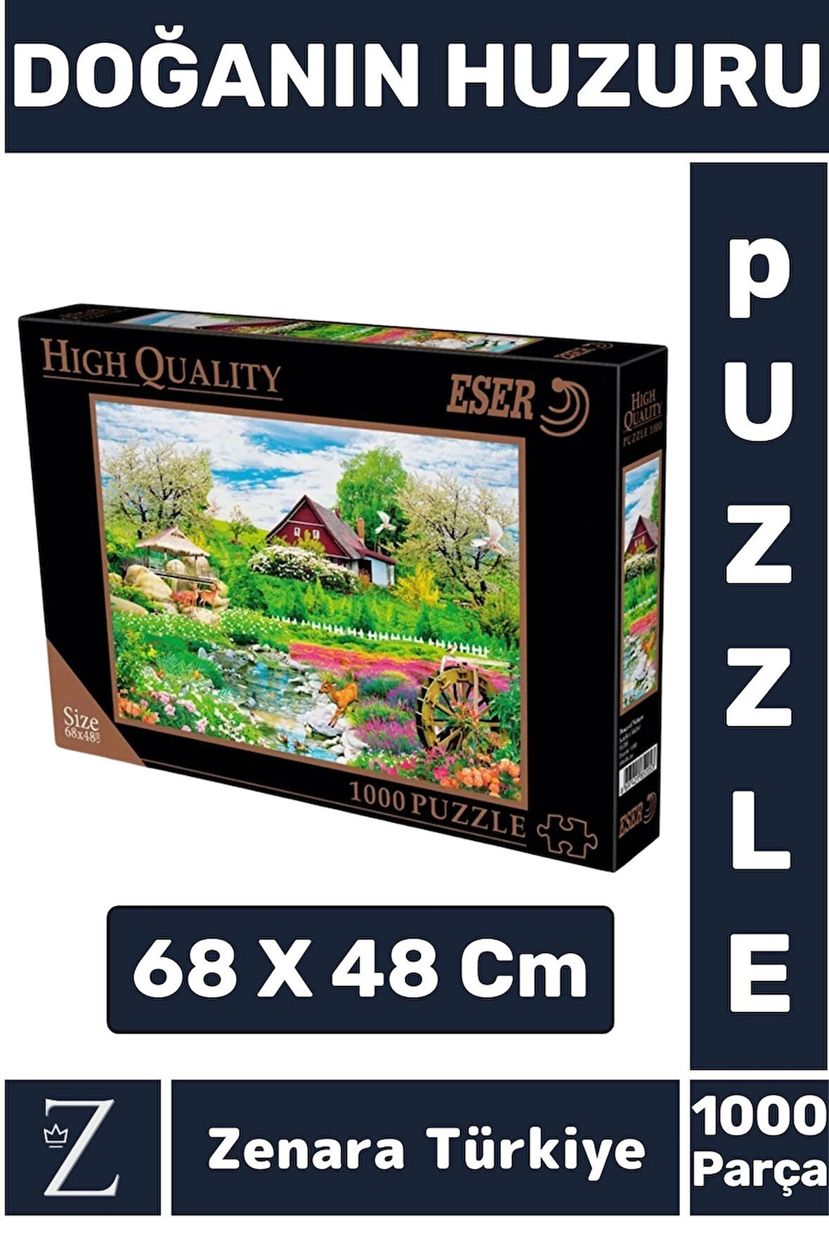 Eğlenceli Eğitici Görsel Algı Motor Beceri Geliştiren Çocuk Boyamalı PUZZLE 1000 Prça DOĞANIN HUZURU
