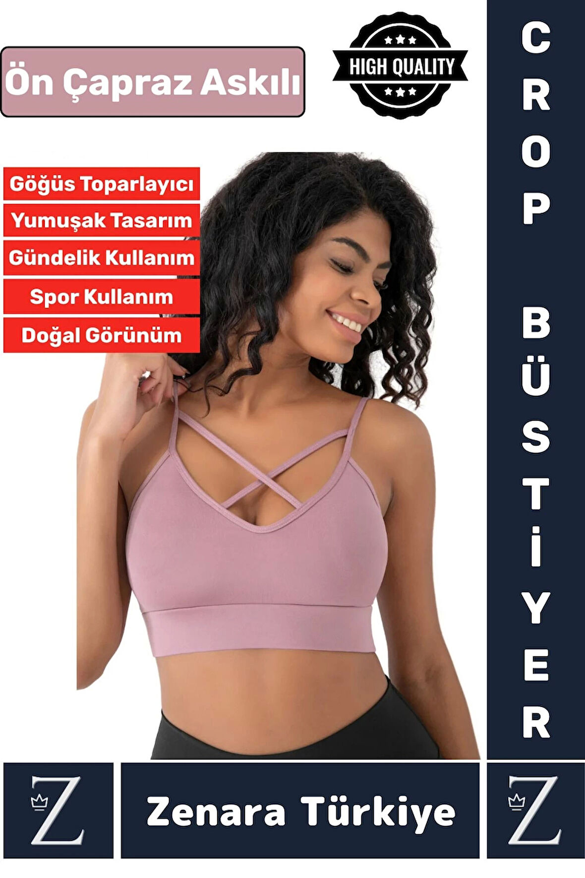 Luxery Göğüs Toparlayan Sarkma Önleyen Spor Gündelik Kullanım Ön Çapraz Askılı Micro Crop Büstiyer