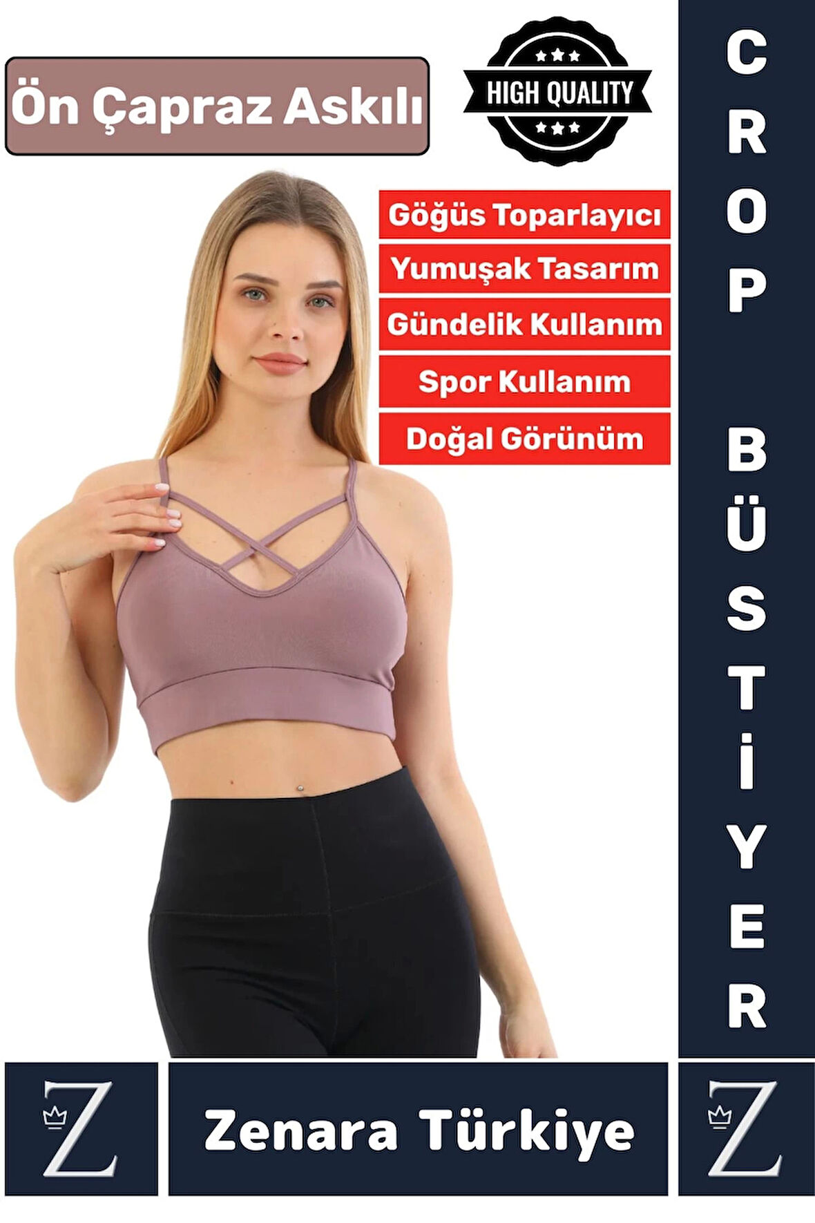 Luxery Göğüs Toparlayan Sarkma Önleyen Spor Gündelik Kullanım Ön Çapraz Askılı Micro Crop Büstiyer
