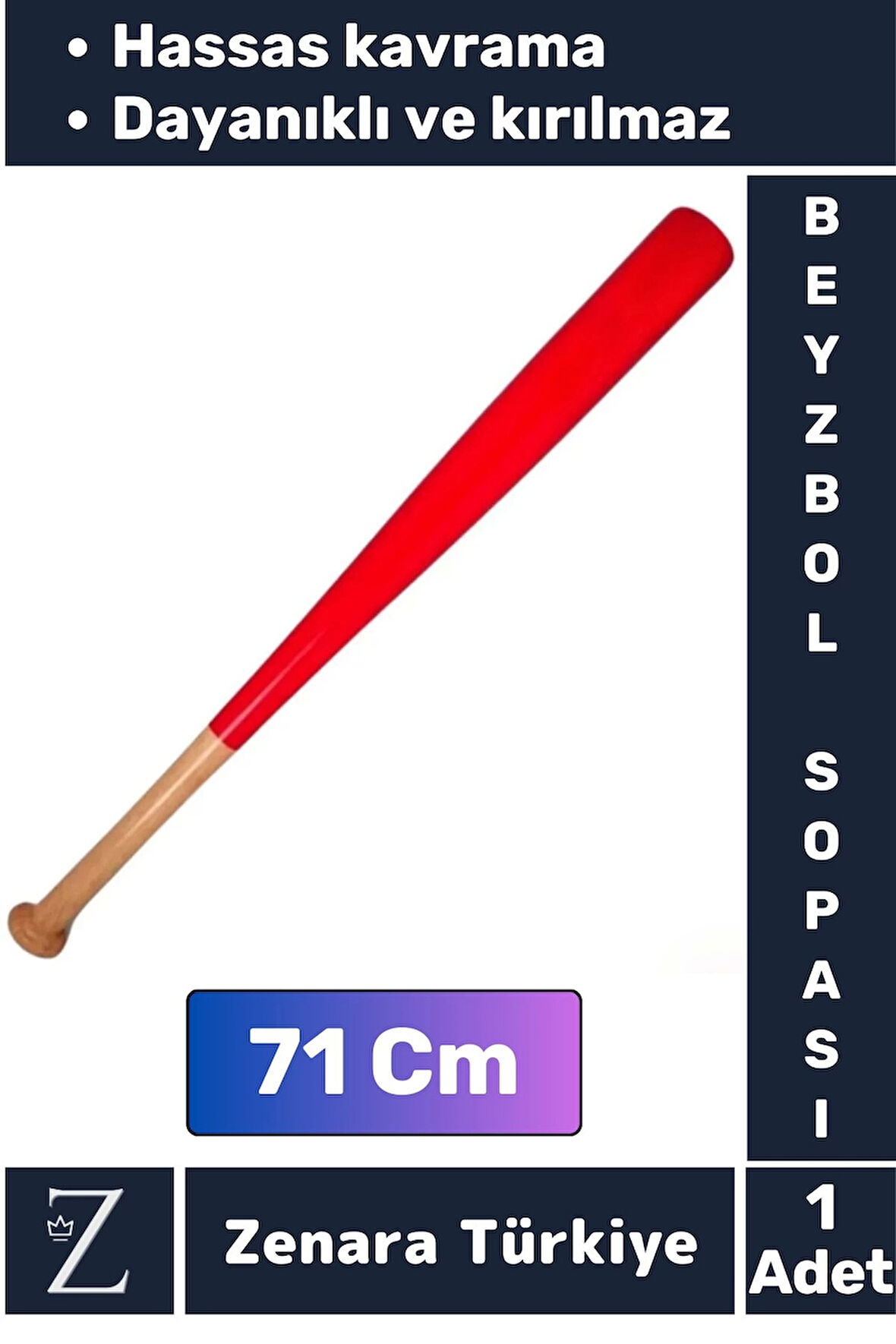 Premum Kırılmaya Dayanıklı Hassas Kavrama Yüksek Kaliteli Ahşap Baseboll Beyzbol Sopası 71 Cm
