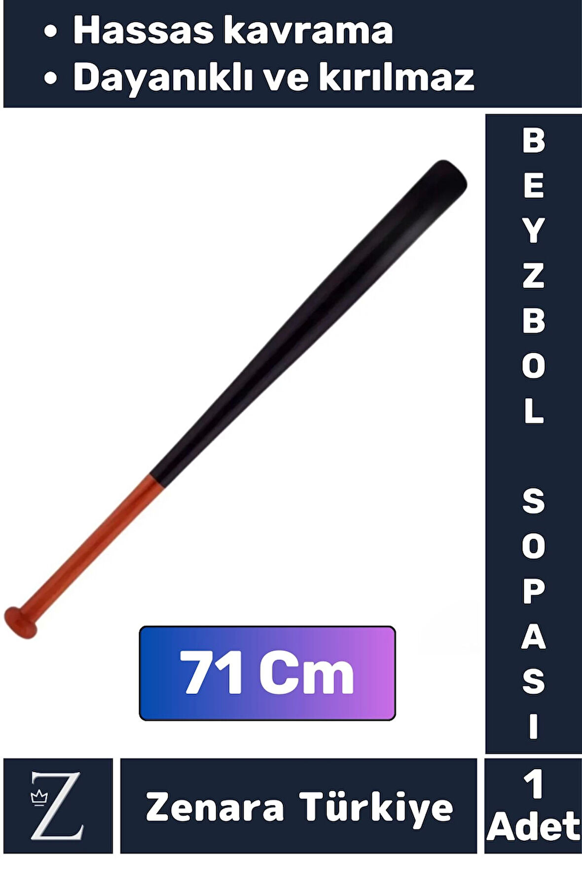 Premum Kırılmaya Dayanıklı Hassas Kavrama Yüksek Kaliteli Ahşap Baseboll Beyzbol Sopası 71 Cm