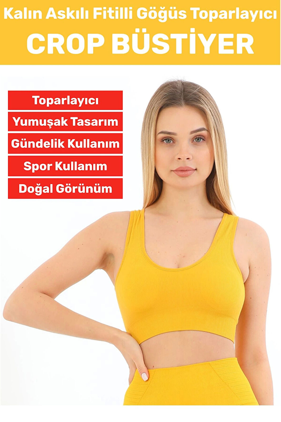 Göğüs Toparlayıcı Sarkma Önleyen Gündelik Spor Kullanım Şık Kalın Askılı Fitilli Crop Büstiyer