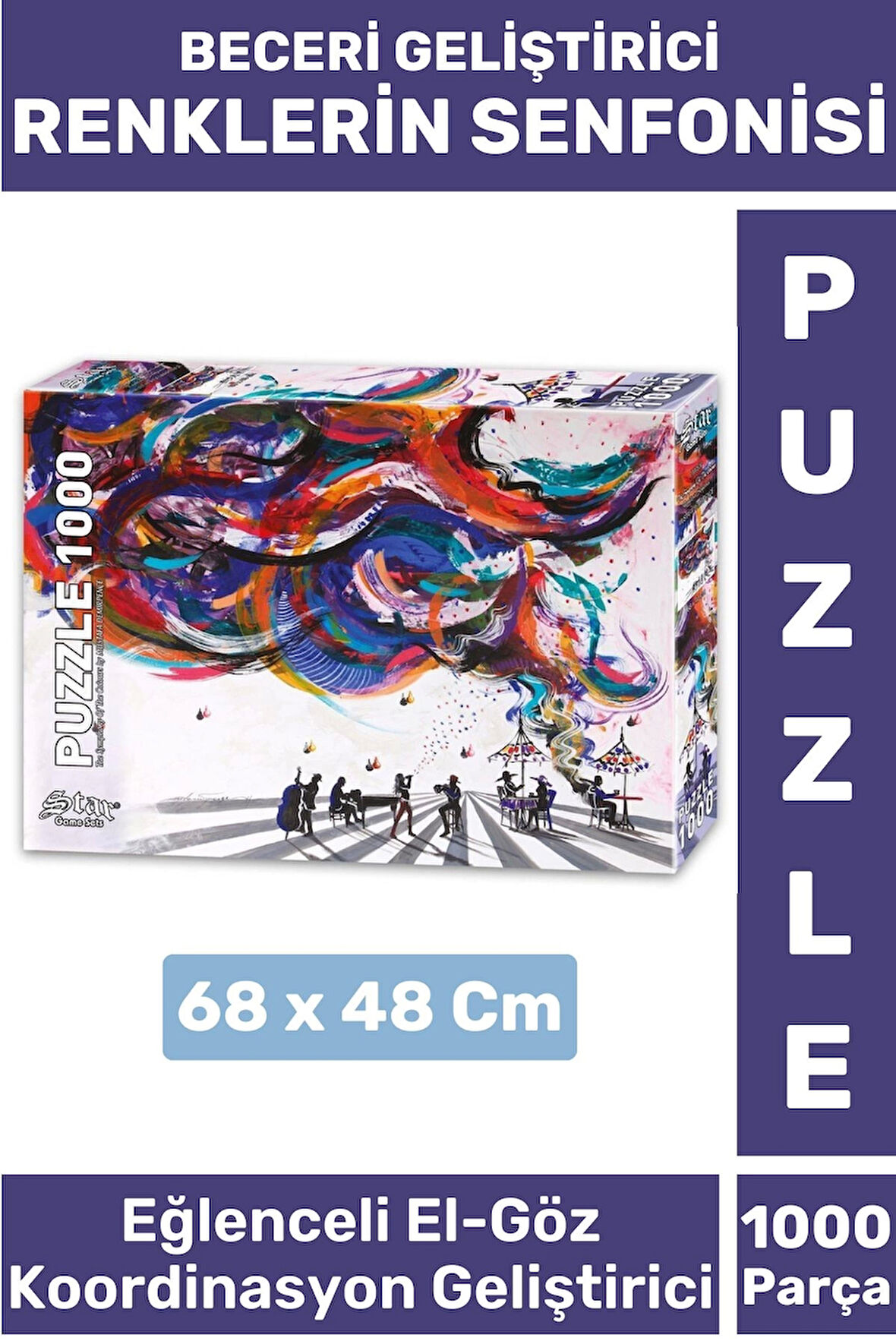 El Göz Koordinasyon Beceri Görsel Algı Geliştirici Çocuk 1000 Parça PUZZLE RENKLERİN SENFONİSİ