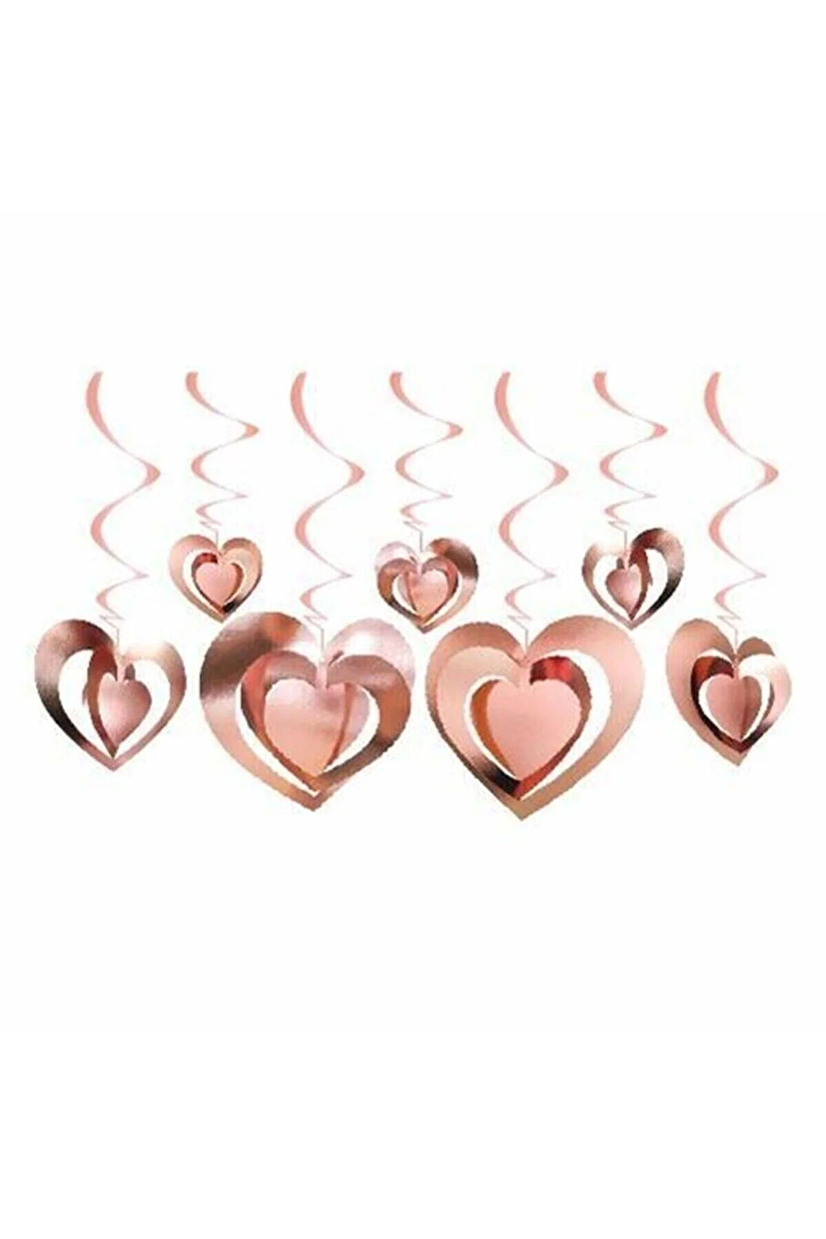 12'li 3d Tavan Süs Kalp Rose