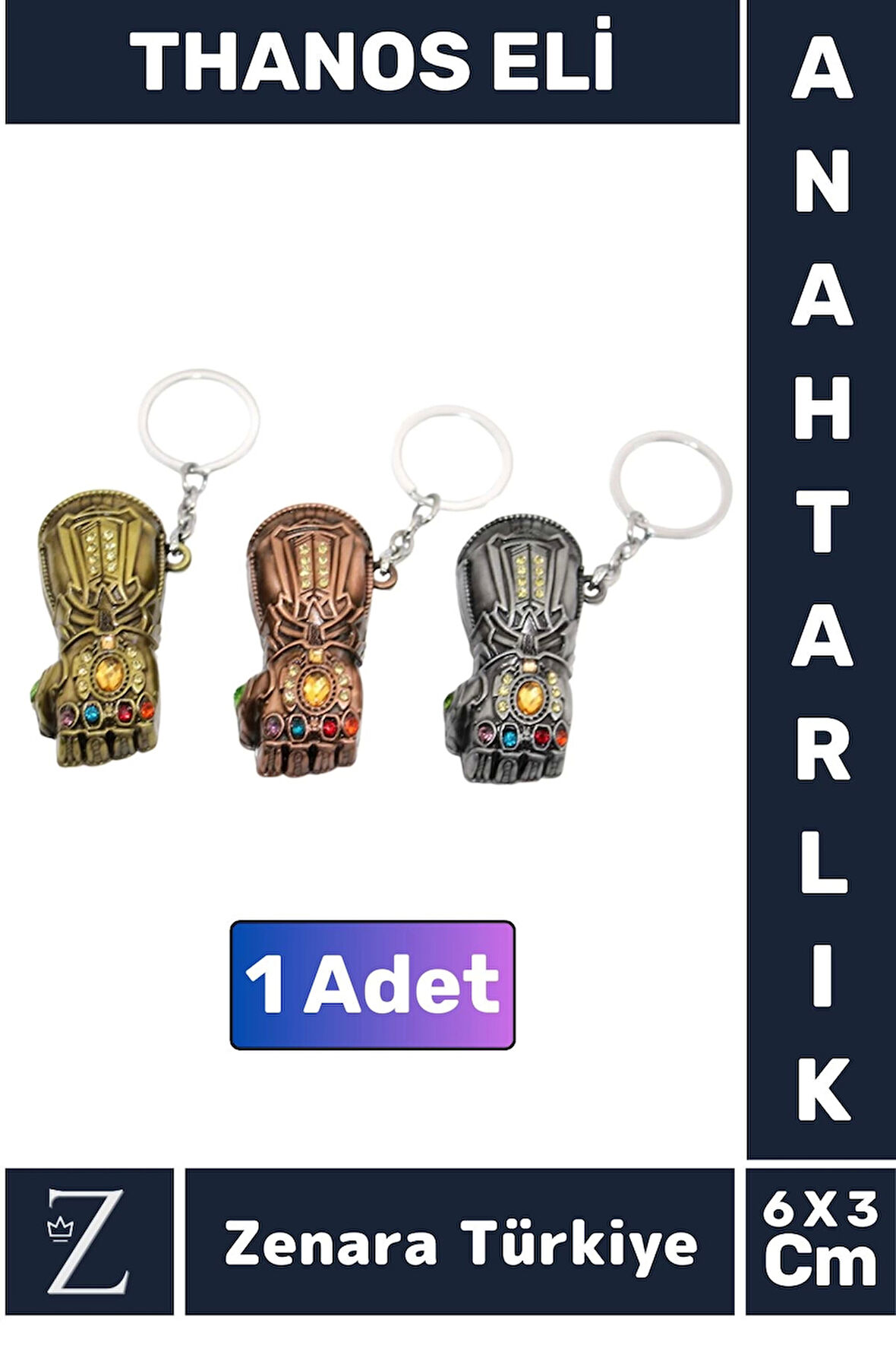 Premium Yüksek Kaliteli Dayanıklı Dekoratif Şık Hediyelik Marvel Figürlü THANOS ELİ Anahtarlık