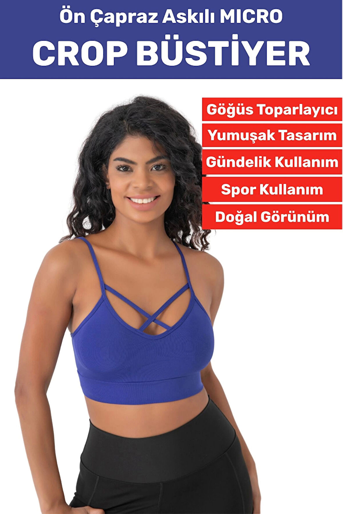 Göğüs Toparlayan Sarkma Önleyen Spor Gündelik Kullanım Şık Ön Çapraz Askı Detay Micro Crop Büstiyer
