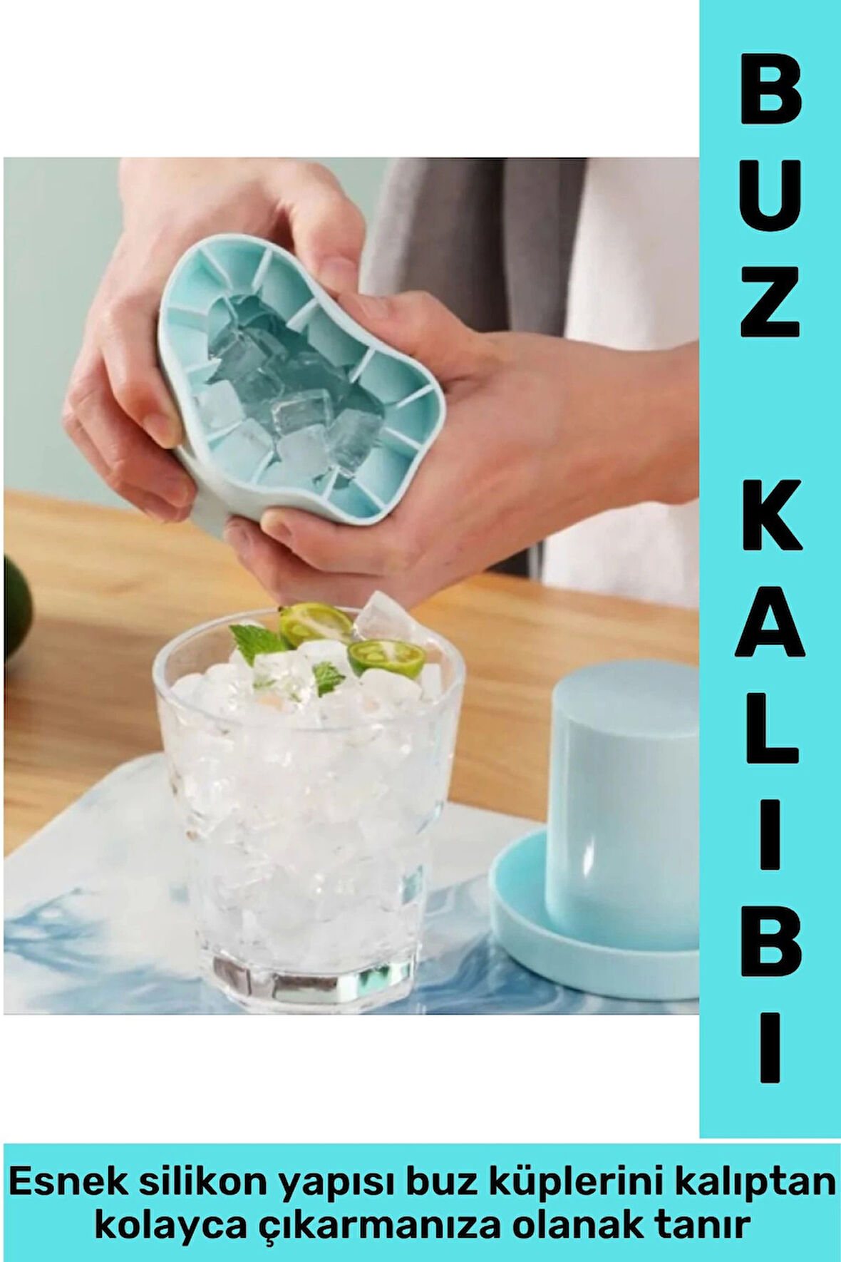 BPA Free Hijyenik İçecek Kokteyl Yer Tasarruf Sağlayan Pratik Dayanıklı Esnek Silikon Küp Buz Kalıbı