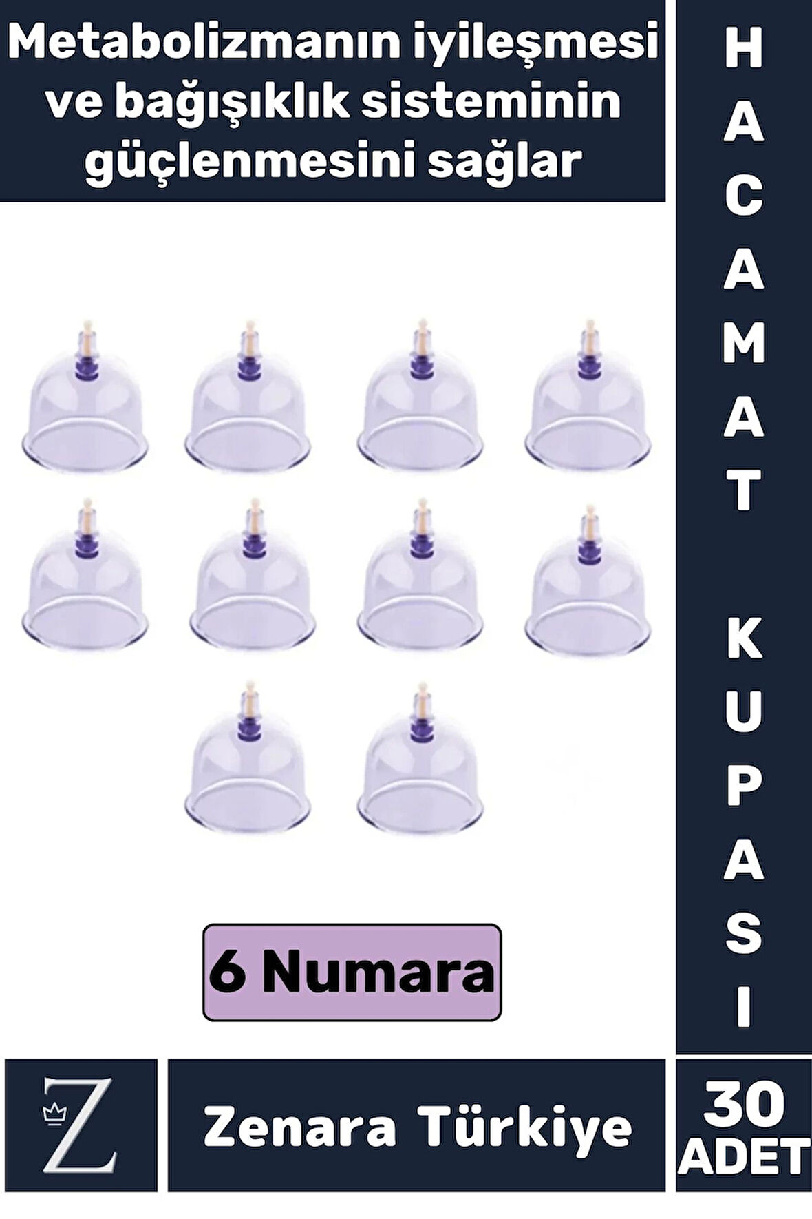 Yüksek Kaliteli Metabolizma Etkili Vakumlu Hacamat Kupası 6 NUMARA 30 ADET