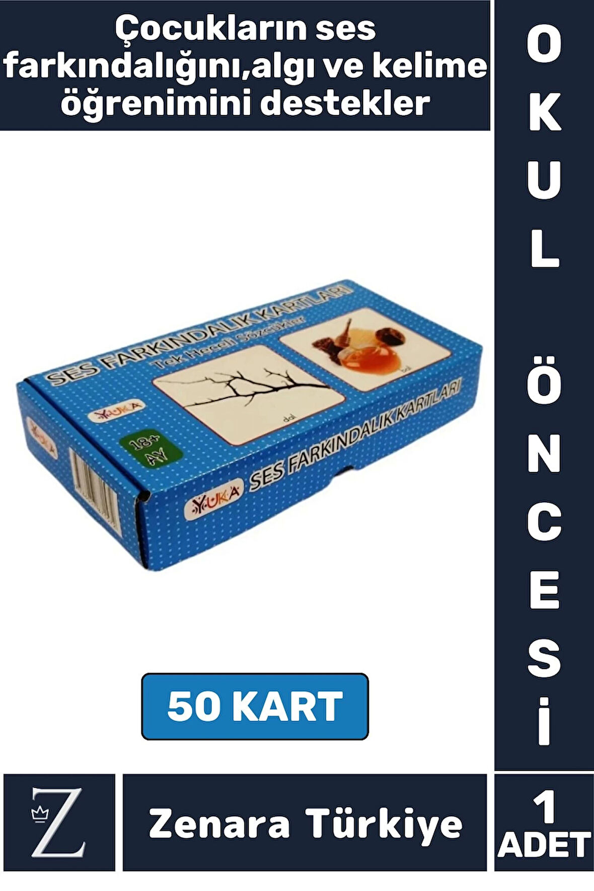 Okul Öncesi Ses Farkındalık İşitsel Algı Dikkat Gelişimi FARKINDALIK KARTLARI-TEK HECELİ SÖZCÜKLER