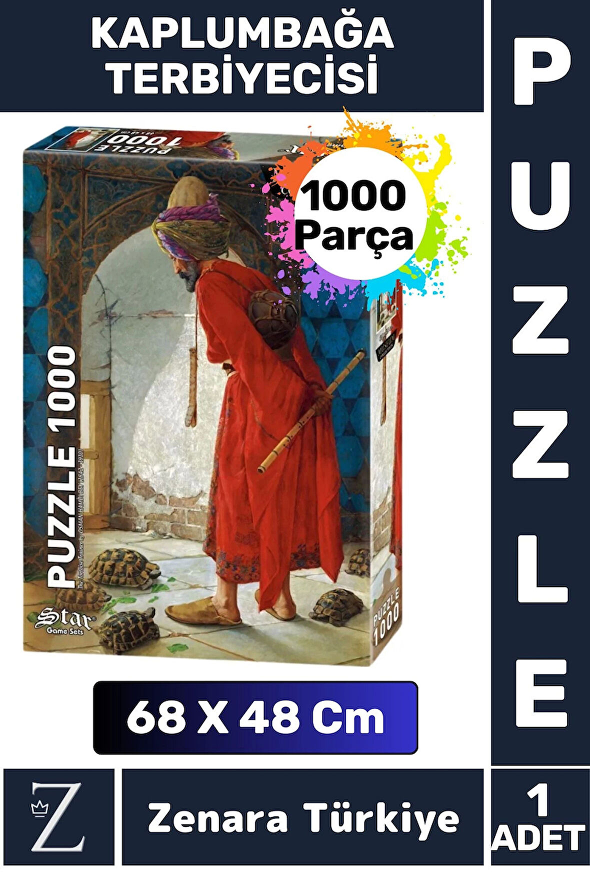 Premium Eğlenceli Eğitici Görsel Algı Problem Çözme Becerisi PUZZLE 1000Parça KAPLUMBAĞA TERBİYECİSİ