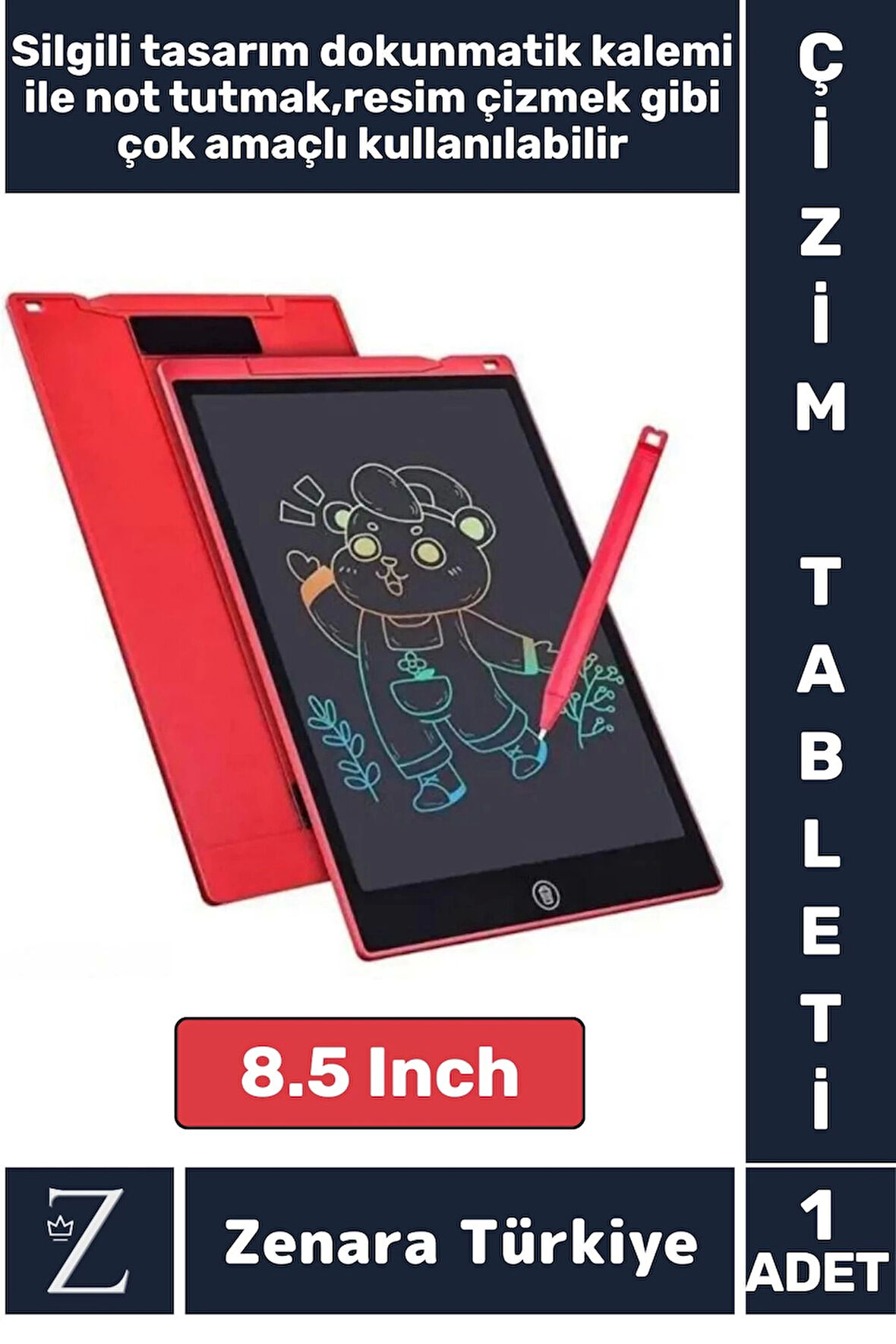 Premium Dijital Silgili Kalemli Çocuk Eğitim Tableti Grafik Ders Not Ödev Resim LCD Writing Tablet