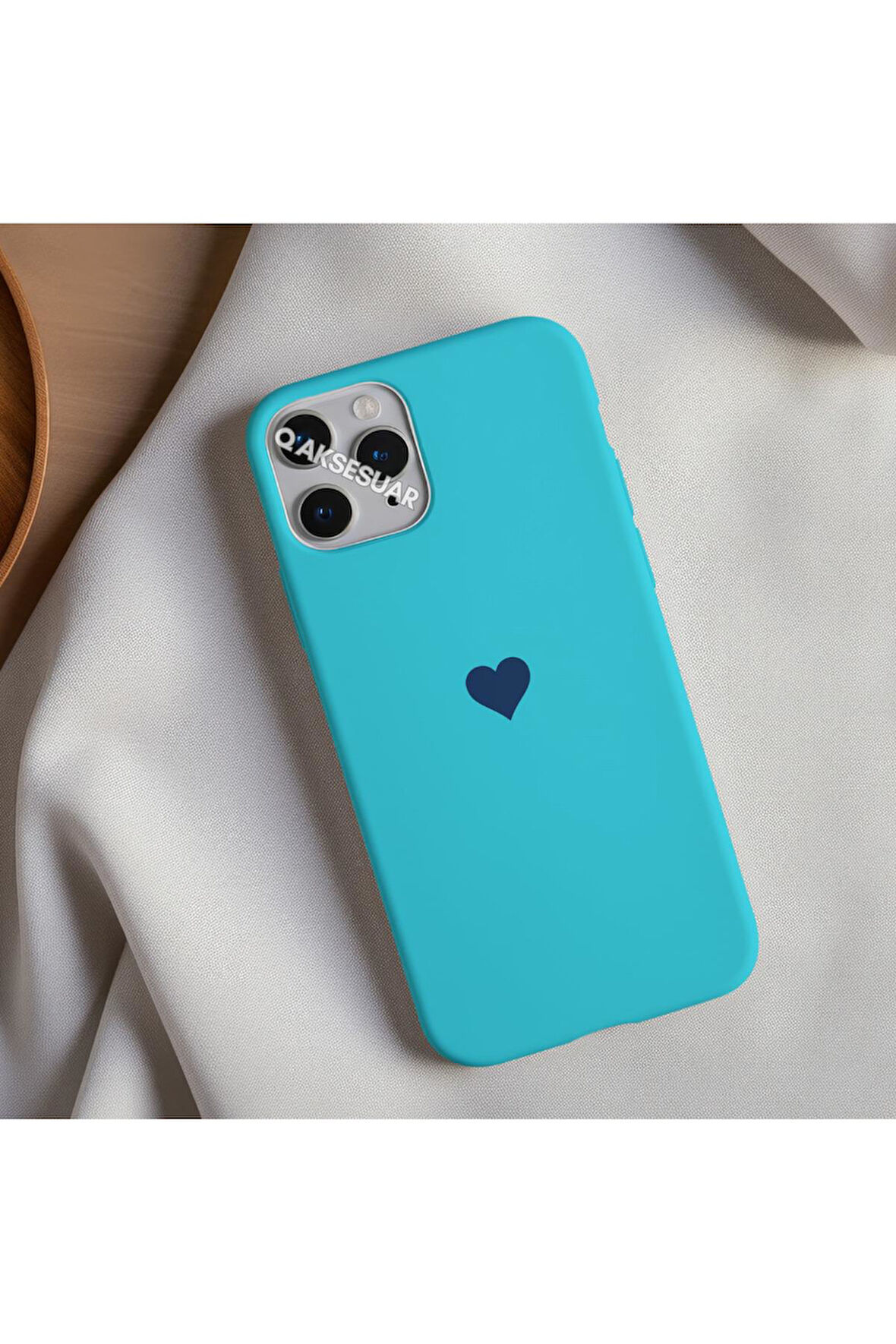 İphone 13 Uyumlu Içi Kadife Kalp Telefon Kılıfı