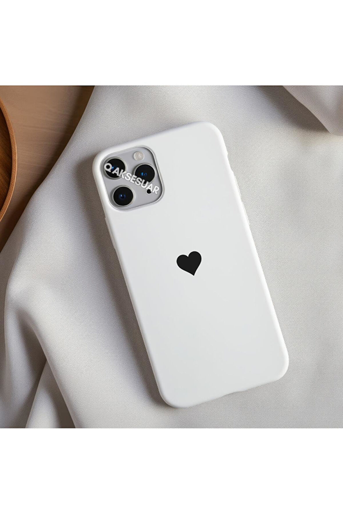 İphone 13 Uyumlu Içi Kadife Kalp Telefon Kılıfı