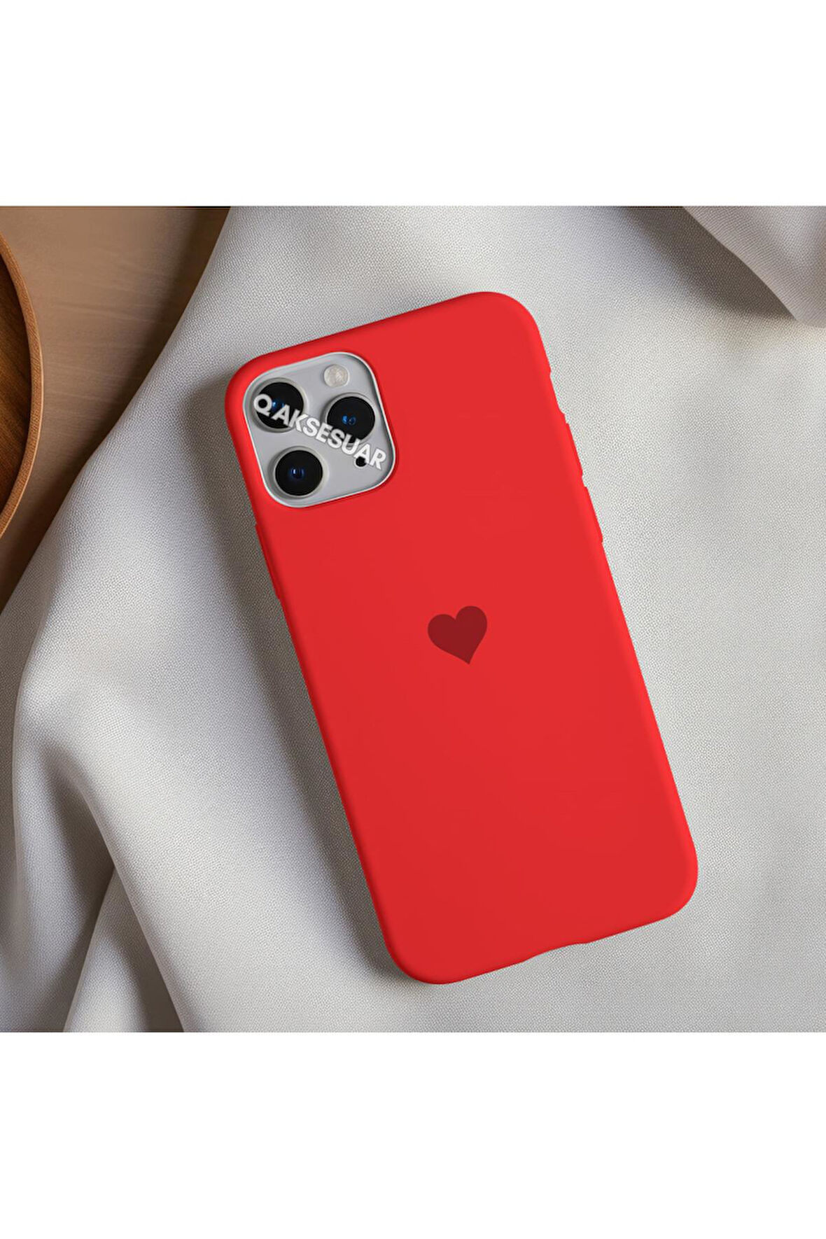 İphone 13 Pro Max Uyumlu Içi Kadife Kalp Telefon Kılıfı