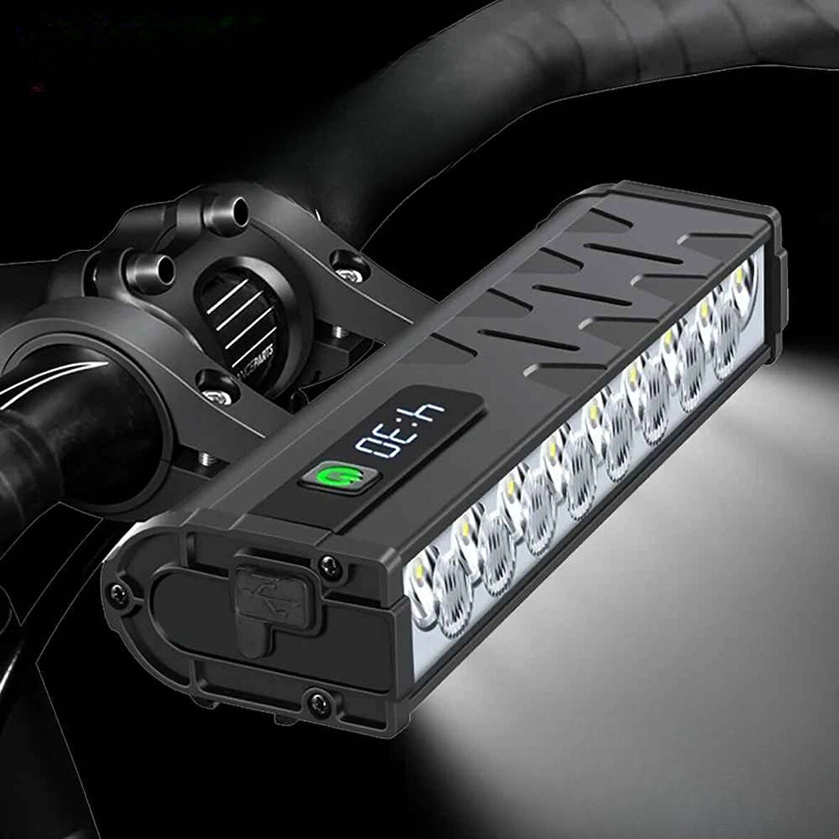 10000 Lümen 17 LED USB Şarjlı Bisiklet Farı 10000 mAh Su Geçirmez 17 LED Yol Bisiklet Ve Scooter Feneri