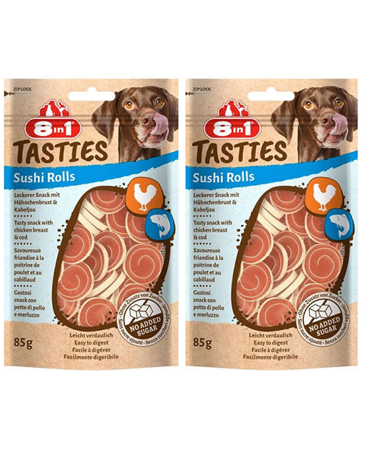  8in1 Tasties Sushi Rolls Tavuklu Balıklı Sushi Köpek Ödülü 85 Gr x 2 Adet